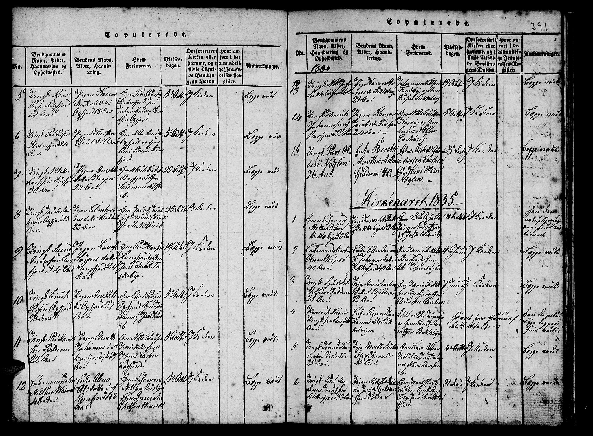Skjervøy sokneprestkontor, AV/SATØ-S-1300/H/Ha/Hab/L0001klokker: Klokkerbok nr. 1, 1825-1838, s. 390-391