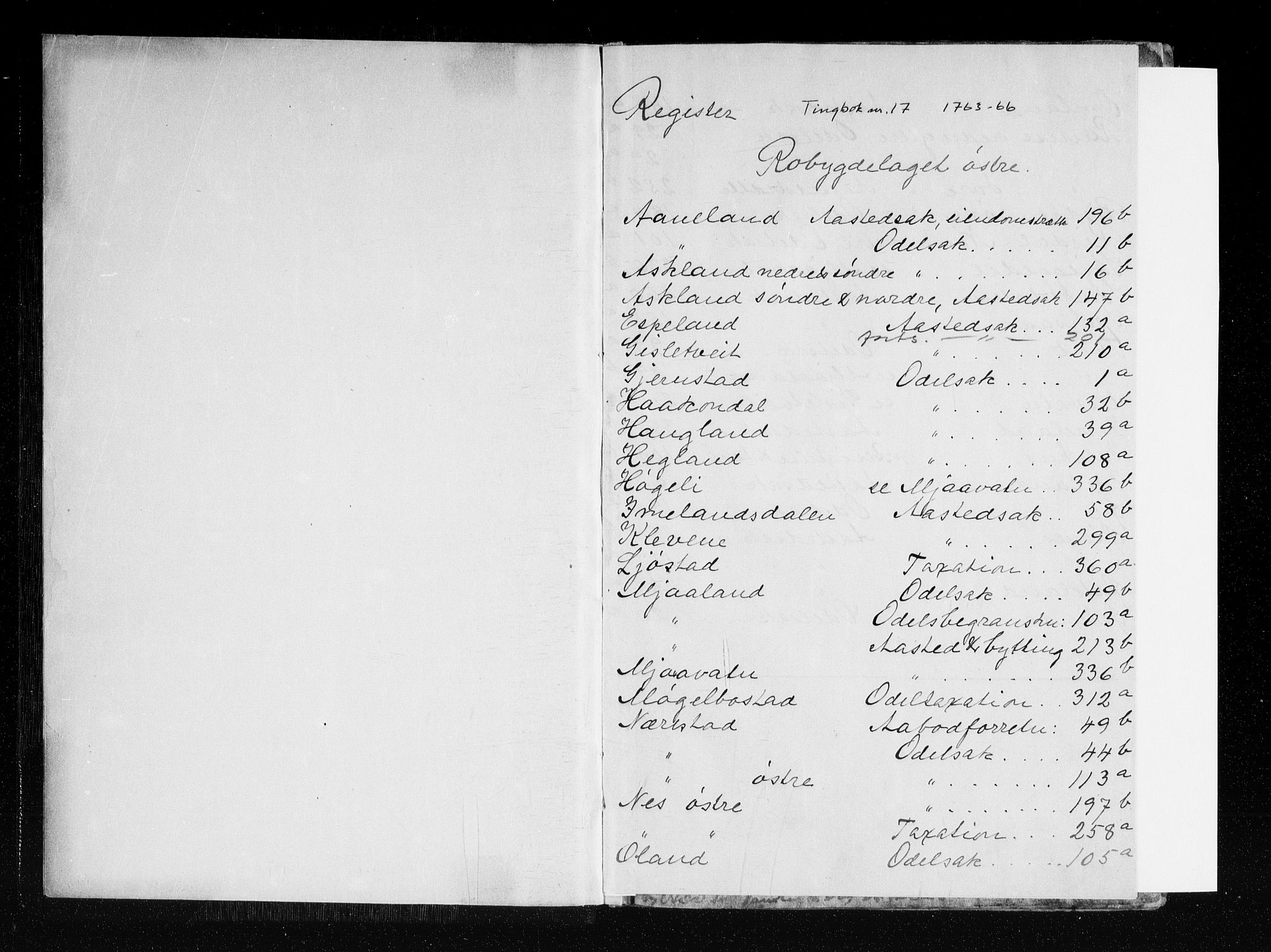 Østre Råbyggelag sorenskriveri, SAK/1221-0016/F/Fa/L0018: Tingbok nr 17 med register, 1763-1766