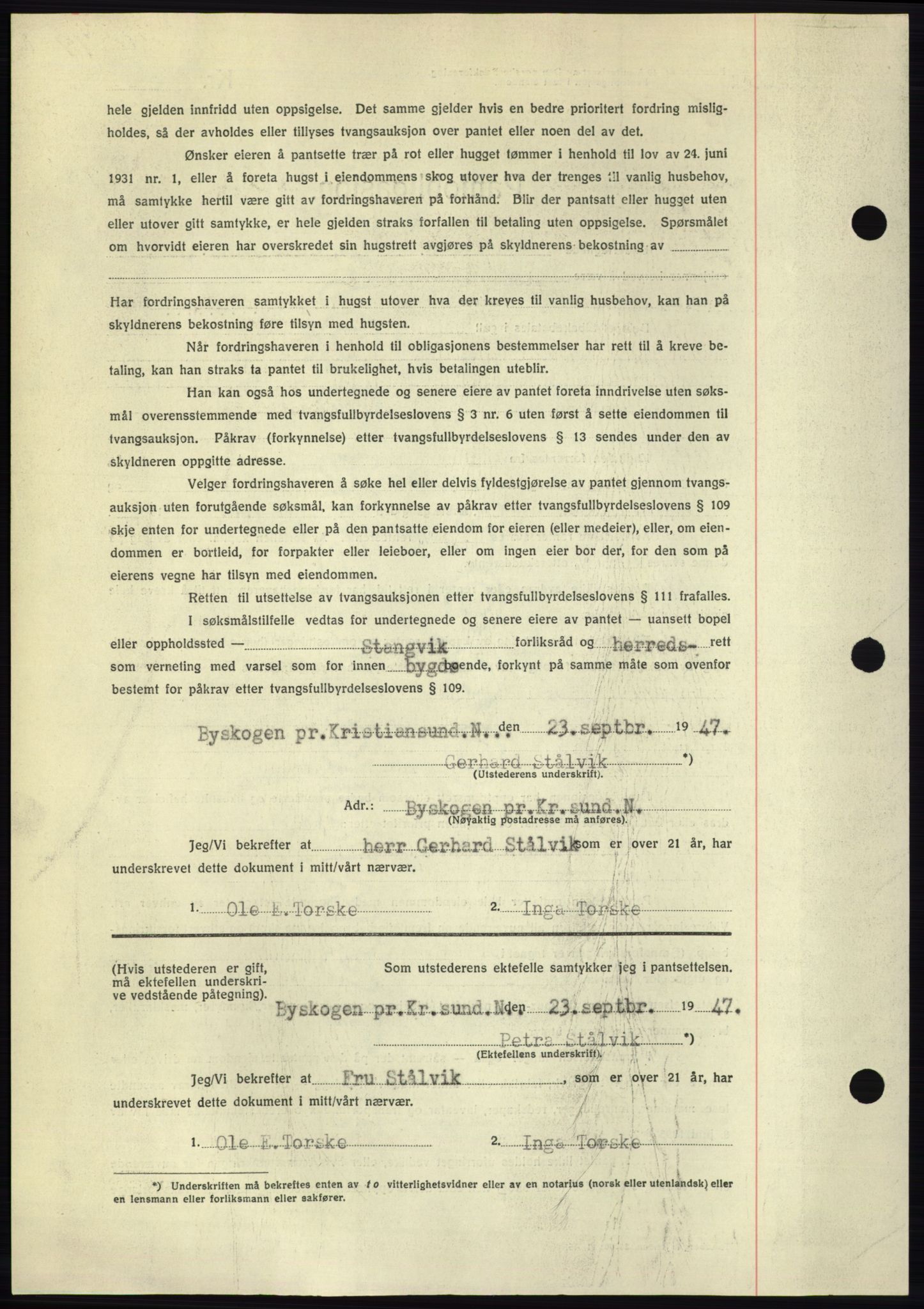 Nordmøre sorenskriveri, AV/SAT-A-4132/1/2/2Ca: Pantebok nr. B97, 1947-1948, Dagboknr: 2233/1947