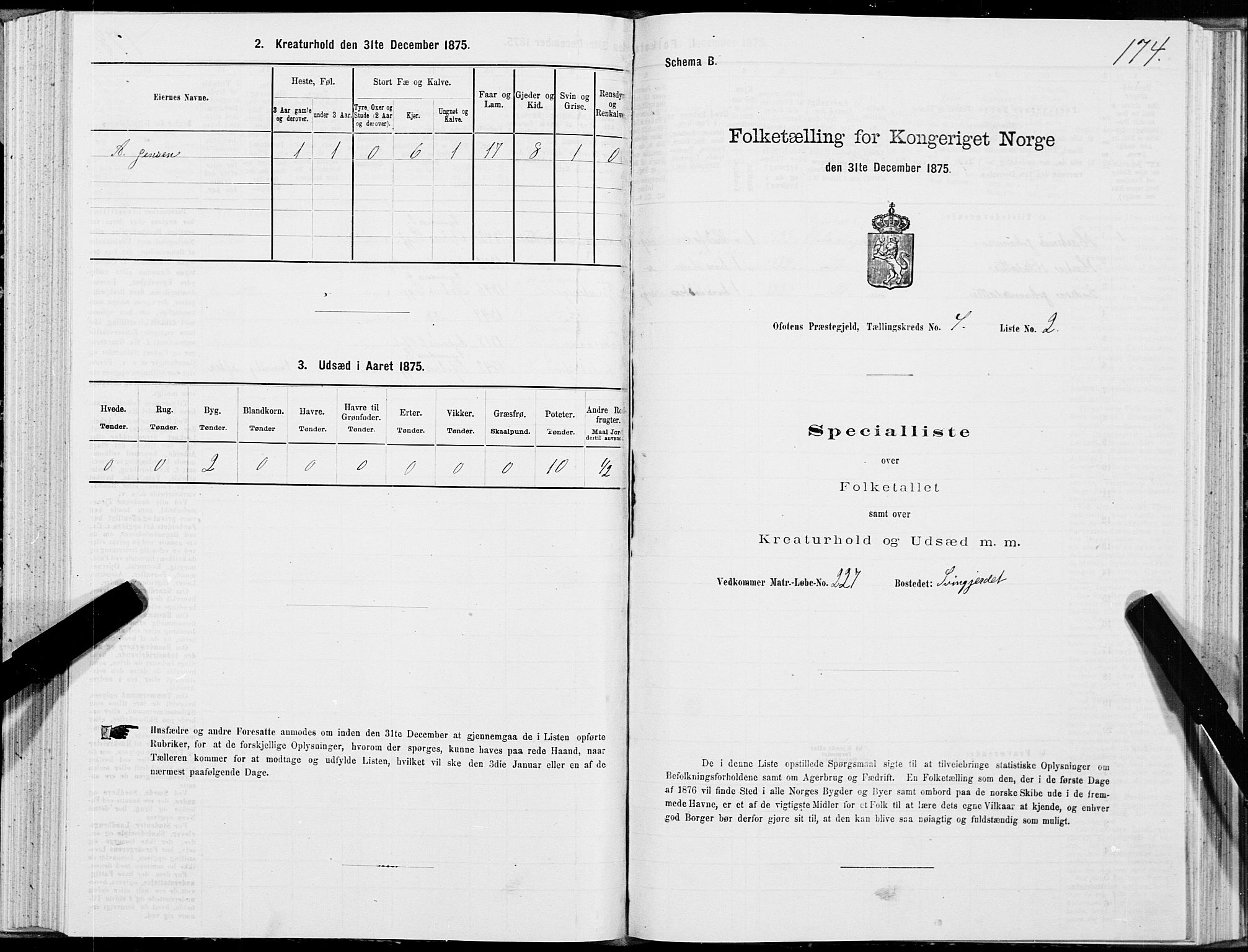 SAT, Folketelling 1875 for 1853P Ofoten prestegjeld, 1875, s. 4174