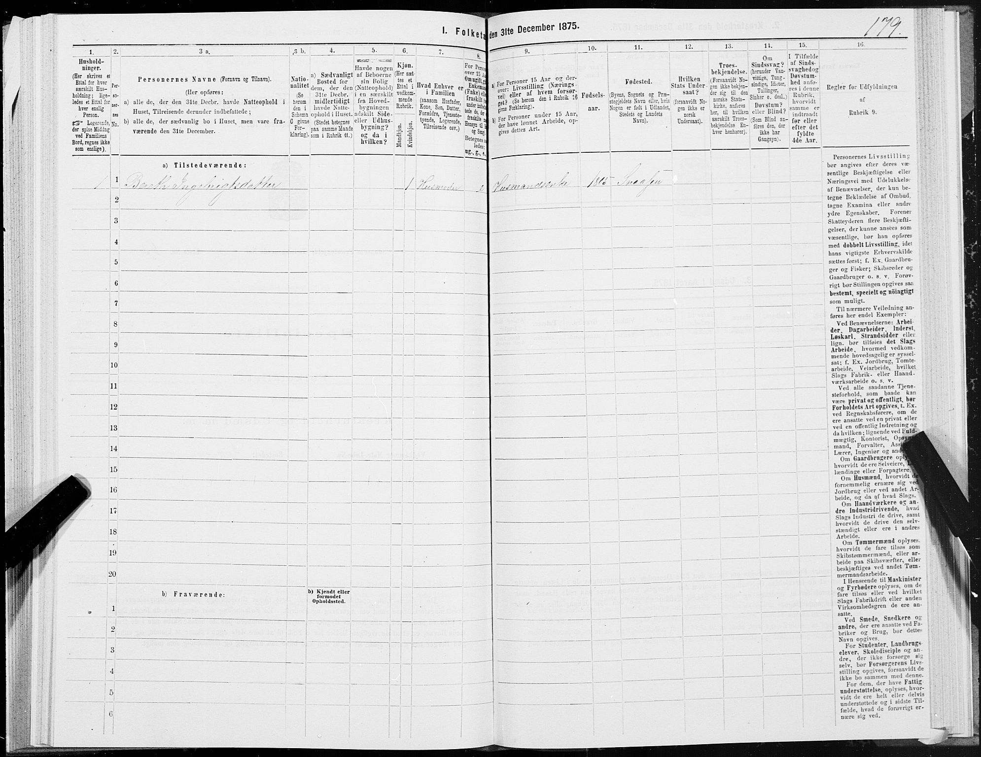 SAT, Folketelling 1875 for 1736P Snåsa prestegjeld, 1875, s. 1179