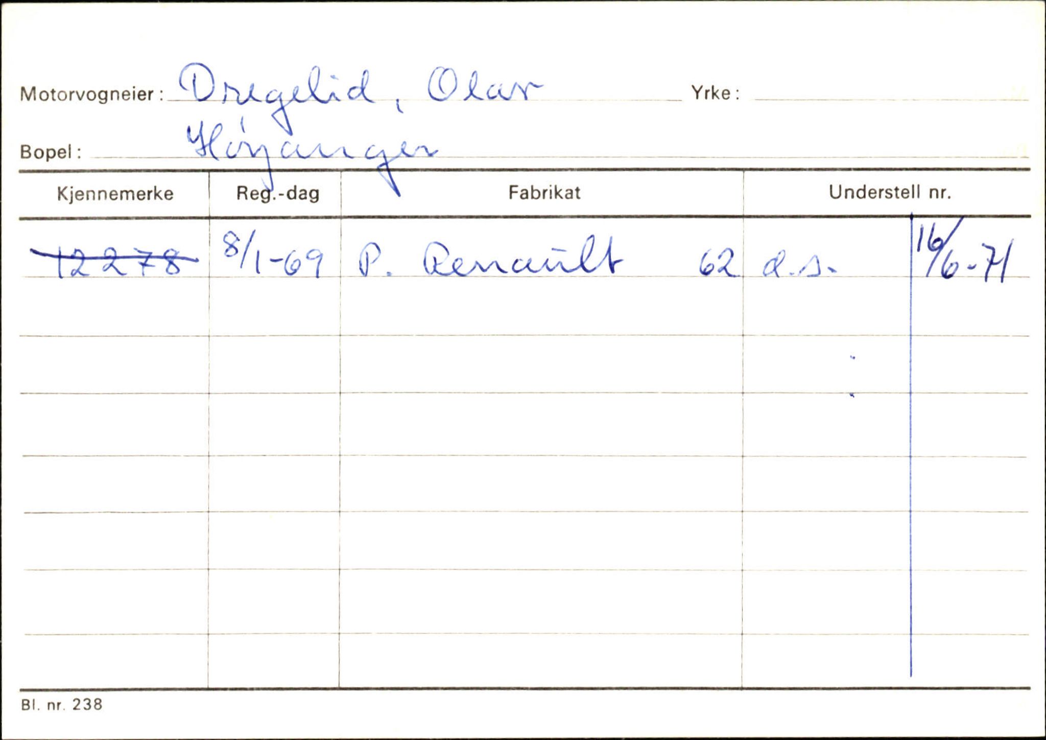 Statens vegvesen, Sogn og Fjordane vegkontor, SAB/A-5301/4/F/L0130: Eigarregister Eid T-Å. Høyanger A-O, 1945-1975, s. 905