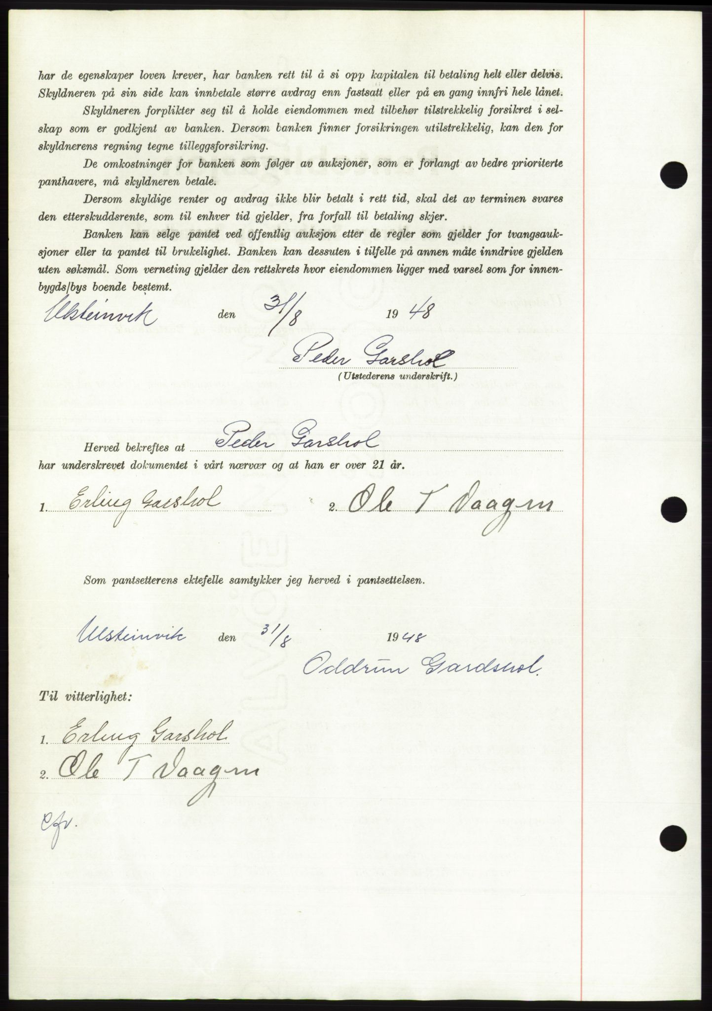Søre Sunnmøre sorenskriveri, AV/SAT-A-4122/1/2/2C/L0116: Pantebok nr. 4B, 1948-1949, Dagboknr: 1250/1948