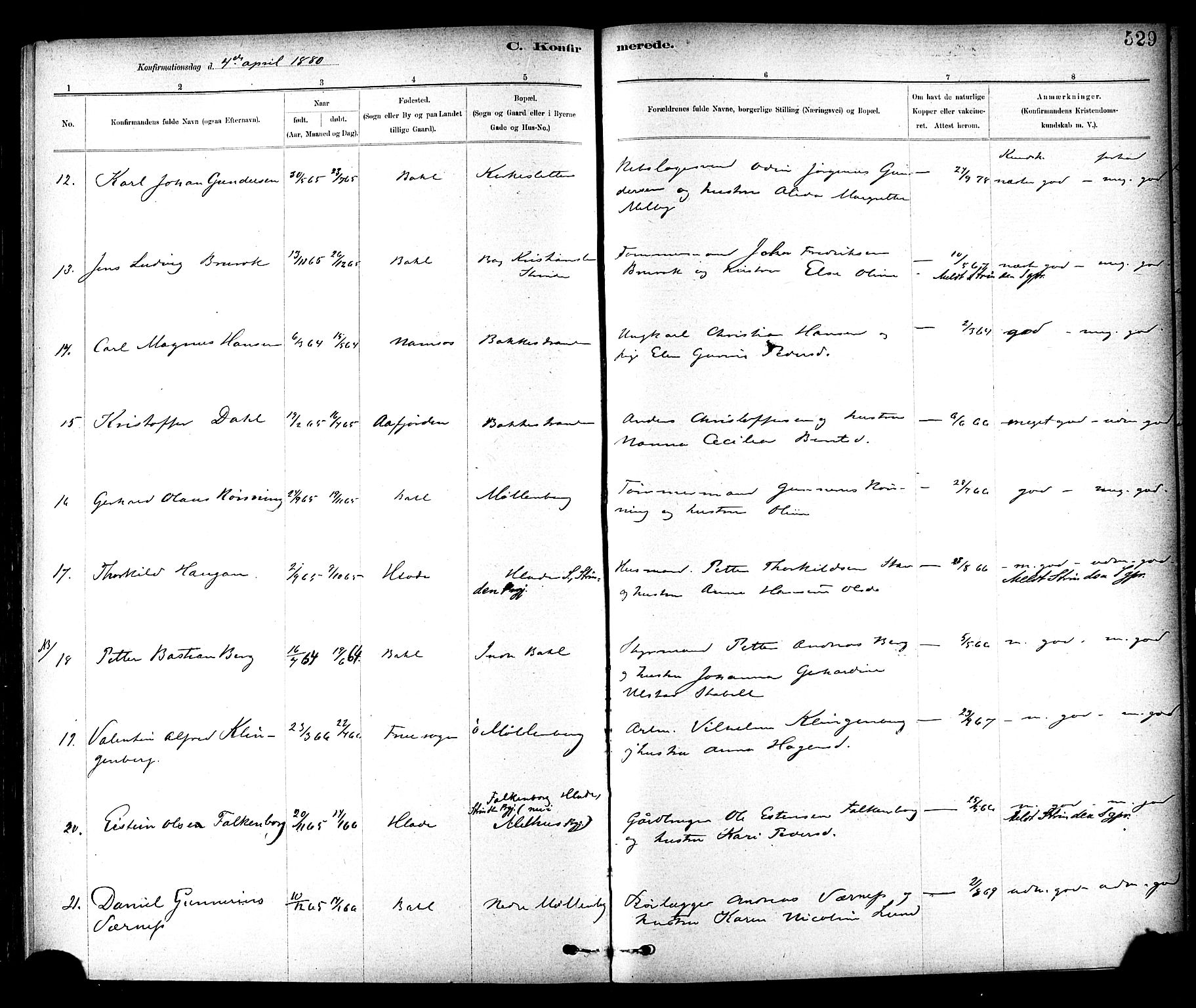 Ministerialprotokoller, klokkerbøker og fødselsregistre - Sør-Trøndelag, SAT/A-1456/604/L0188: Ministerialbok nr. 604A09, 1878-1892, s. 529