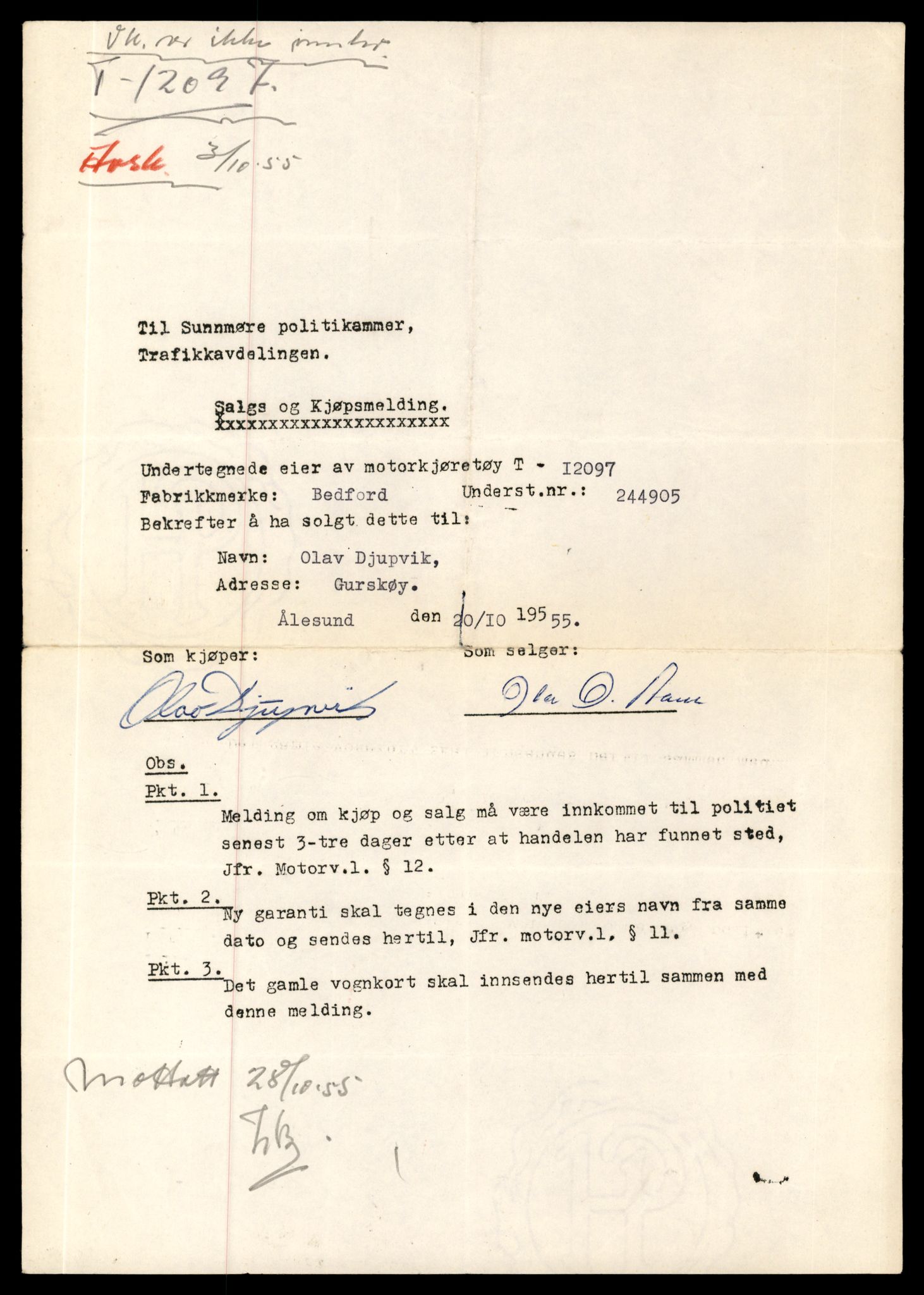 Møre og Romsdal vegkontor - Ålesund trafikkstasjon, AV/SAT-A-4099/F/Fe/L0012: Registreringskort for kjøretøy T 1290 - T 1450, 1927-1998, s. 153