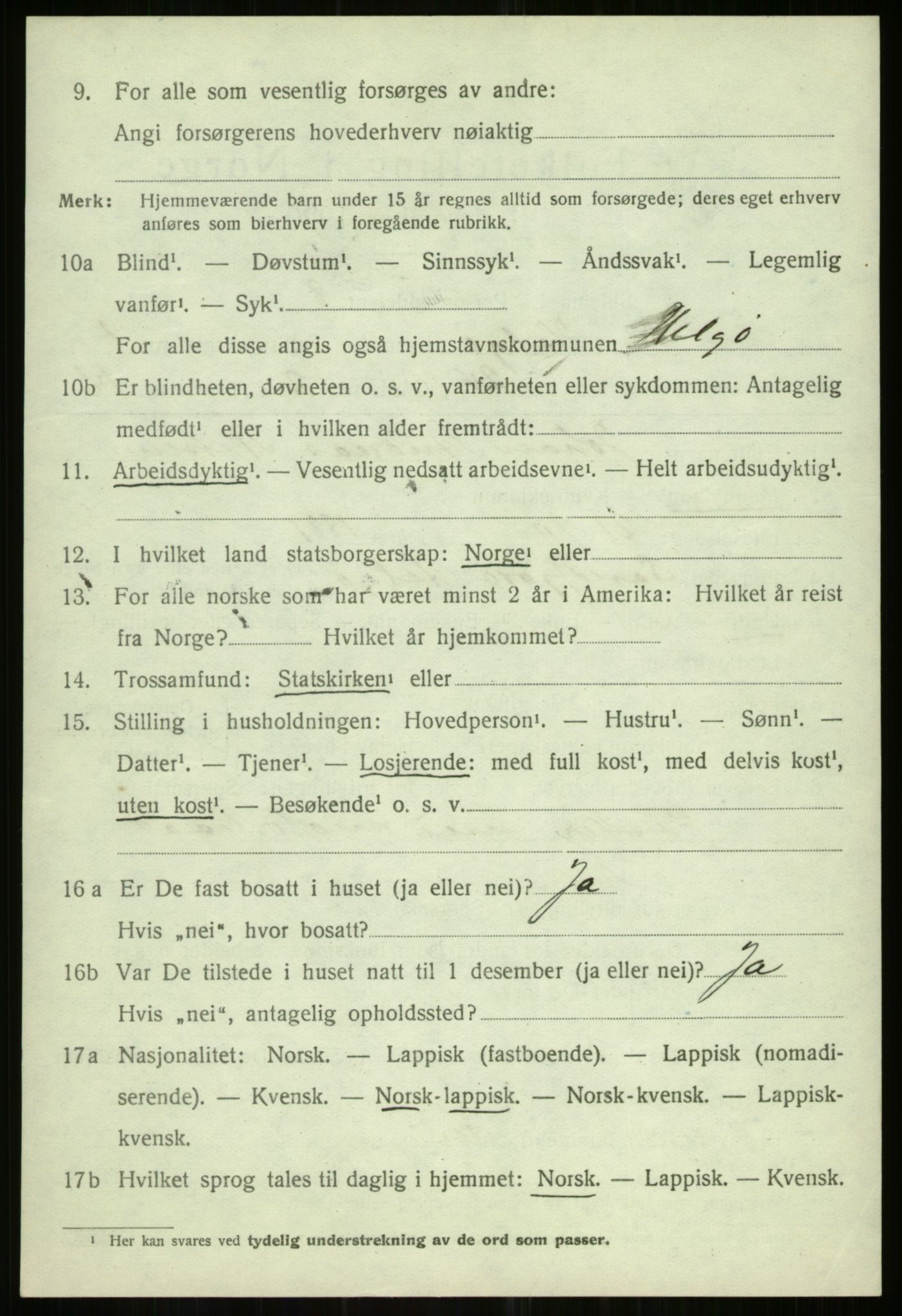 SATØ, Folketelling 1920 for 1935 Helgøy herred, 1920, s. 851