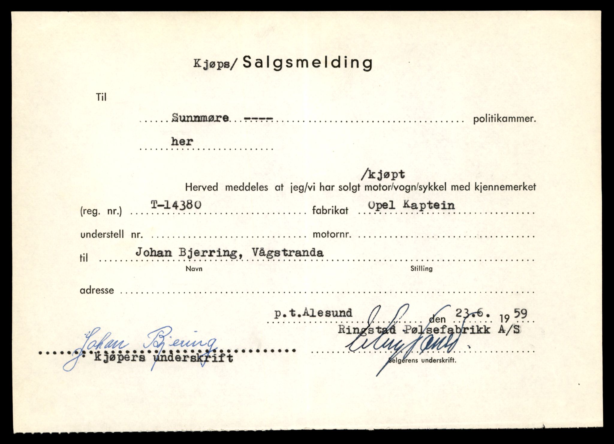 Møre og Romsdal vegkontor - Ålesund trafikkstasjon, AV/SAT-A-4099/F/Fe/L0045: Registreringskort for kjøretøy T 14320 - T 14444, 1927-1998, s. 1571