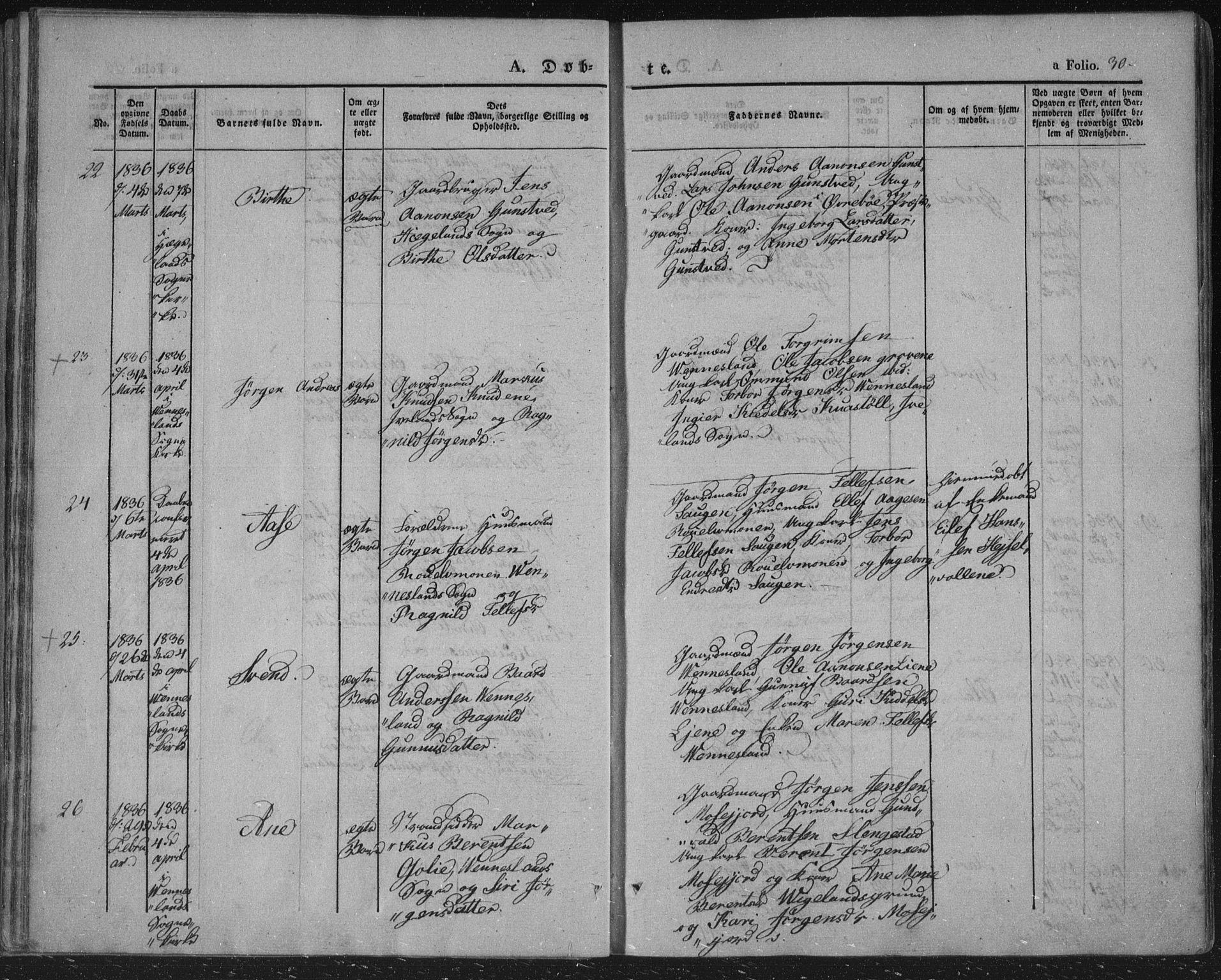 Vennesla sokneprestkontor, AV/SAK-1111-0045/Fa/Fac/L0004: Ministerialbok nr. A 4, 1834-1855, s. 30