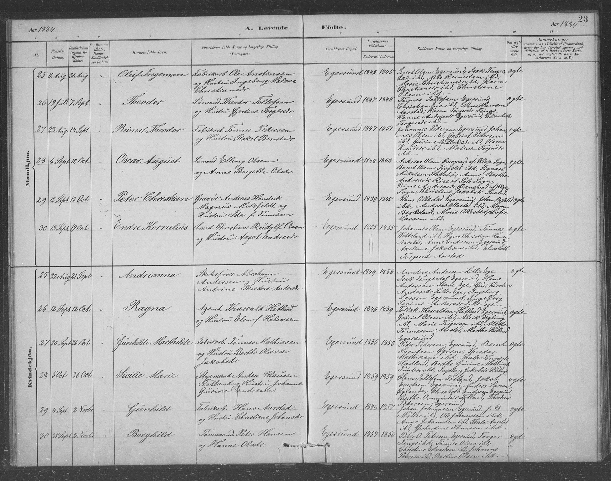 Eigersund sokneprestkontor, AV/SAST-A-101807/S09/L0008: Klokkerbok nr. B 8, 1882-1892, s. 23