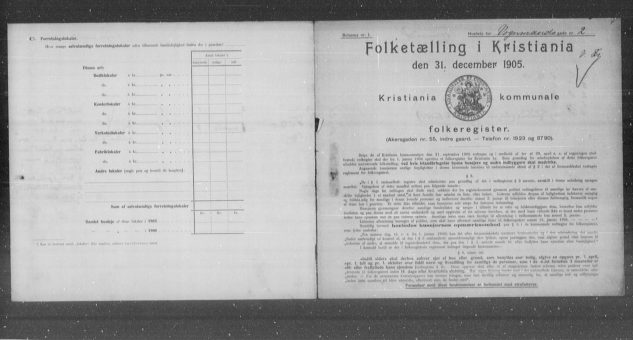 OBA, Kommunal folketelling 31.12.1905 for Kristiania kjøpstad, 1905, s. 65486