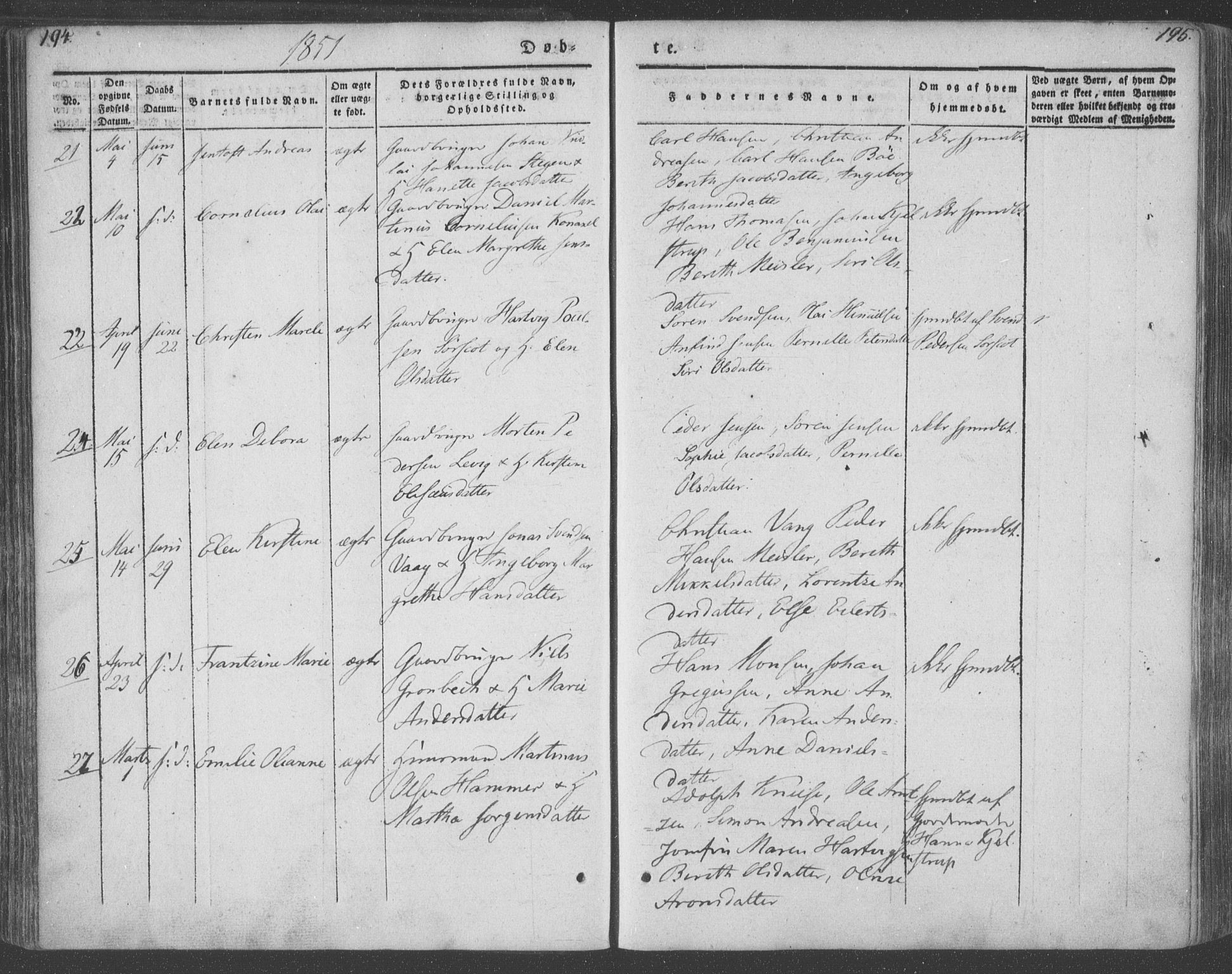 Ministerialprotokoller, klokkerbøker og fødselsregistre - Nordland, AV/SAT-A-1459/855/L0799: Ministerialbok nr. 855A07, 1834-1852, s. 194-195