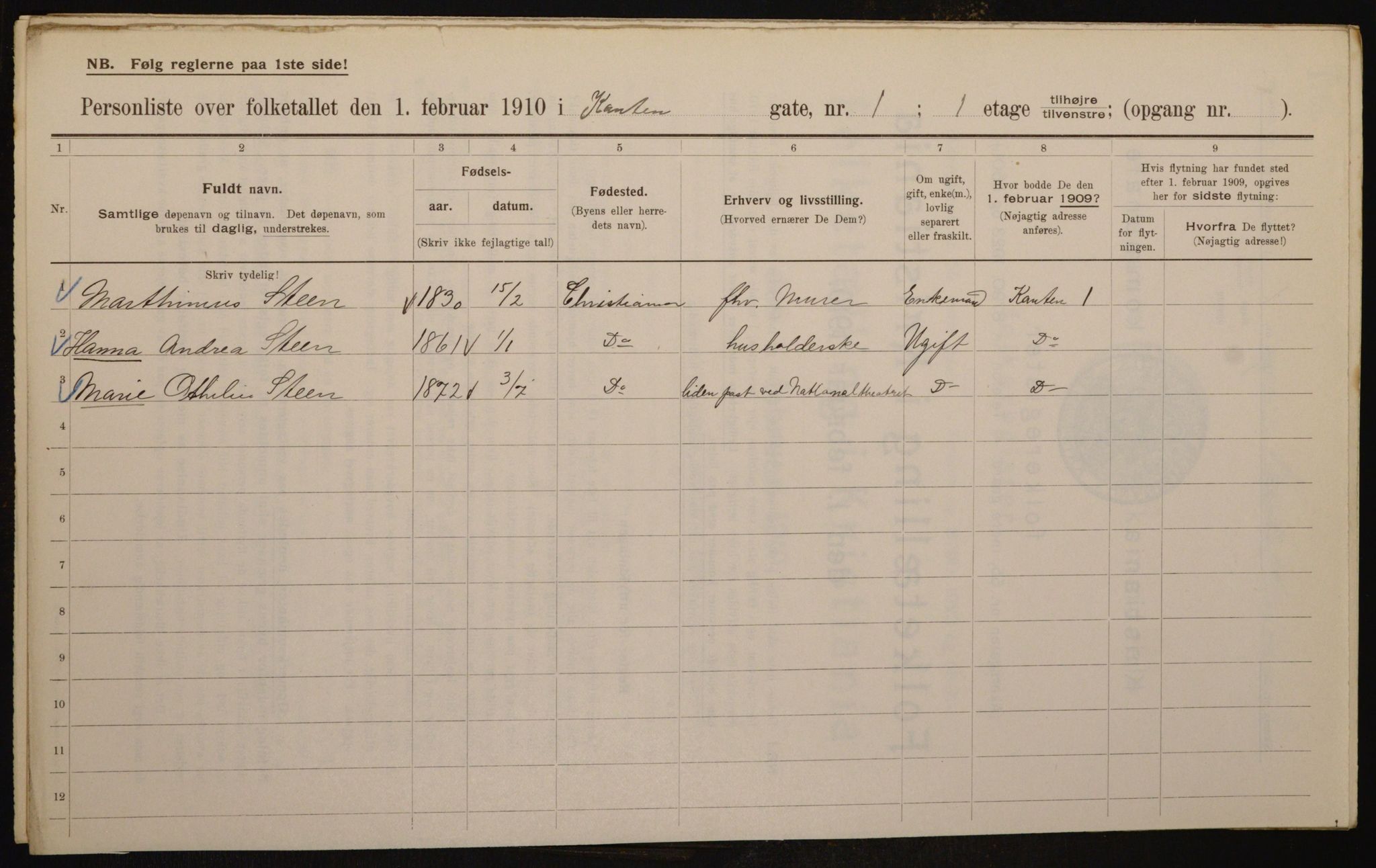 OBA, Kommunal folketelling 1.2.1910 for Kristiania, 1910, s. 46735
