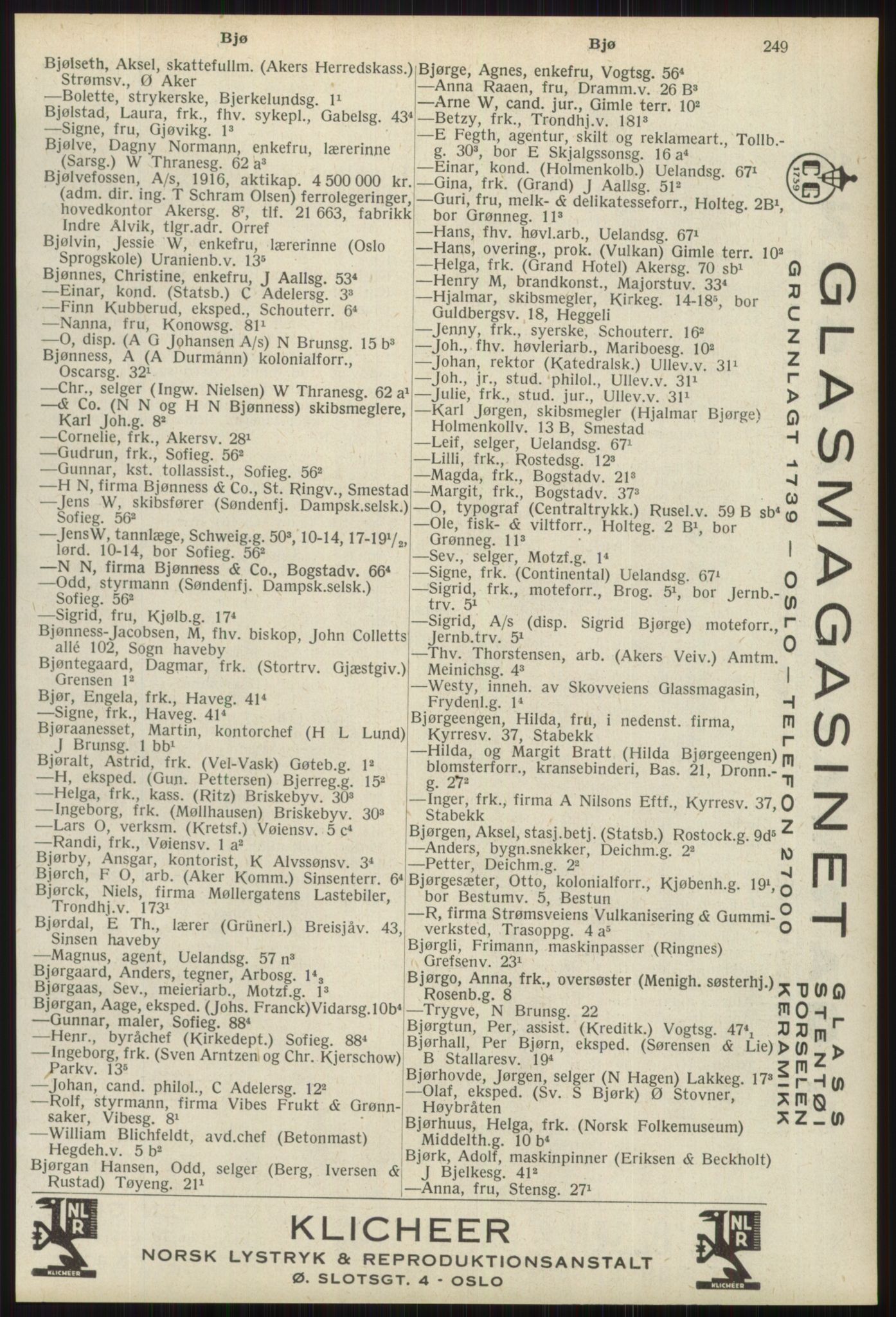 Kristiania/Oslo adressebok, PUBL/-, 1939, s. 249