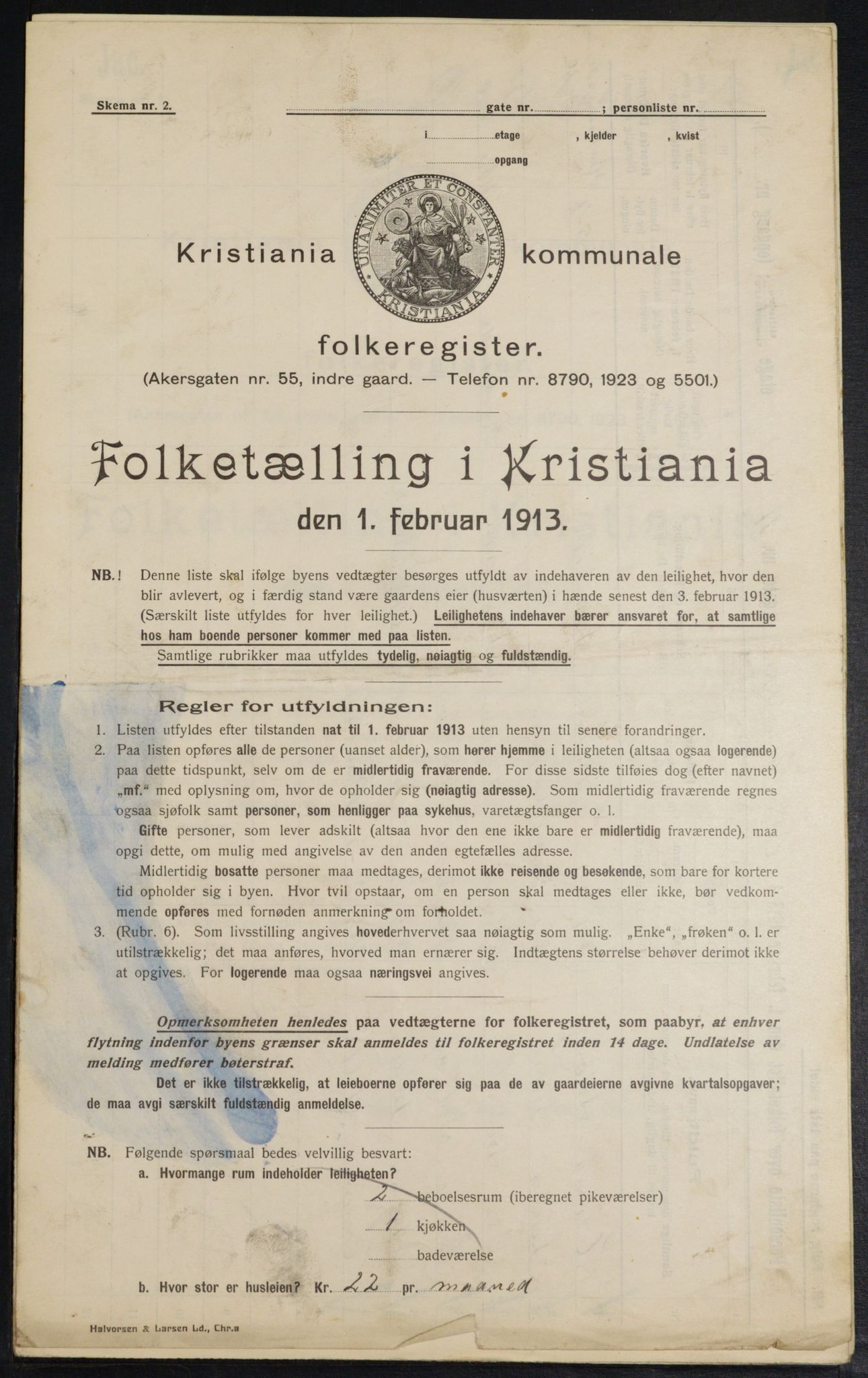 OBA, Kommunal folketelling 1.2.1913 for Kristiania, 1913, s. 122358