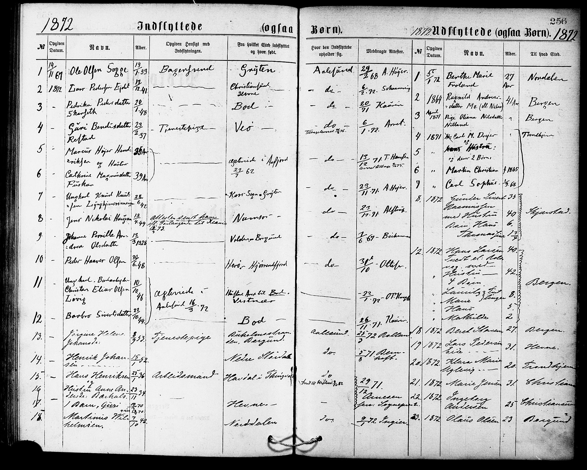 Ministerialprotokoller, klokkerbøker og fødselsregistre - Møre og Romsdal, AV/SAT-A-1454/529/L0453: Ministerialbok nr. 529A03, 1872-1877, s. 256