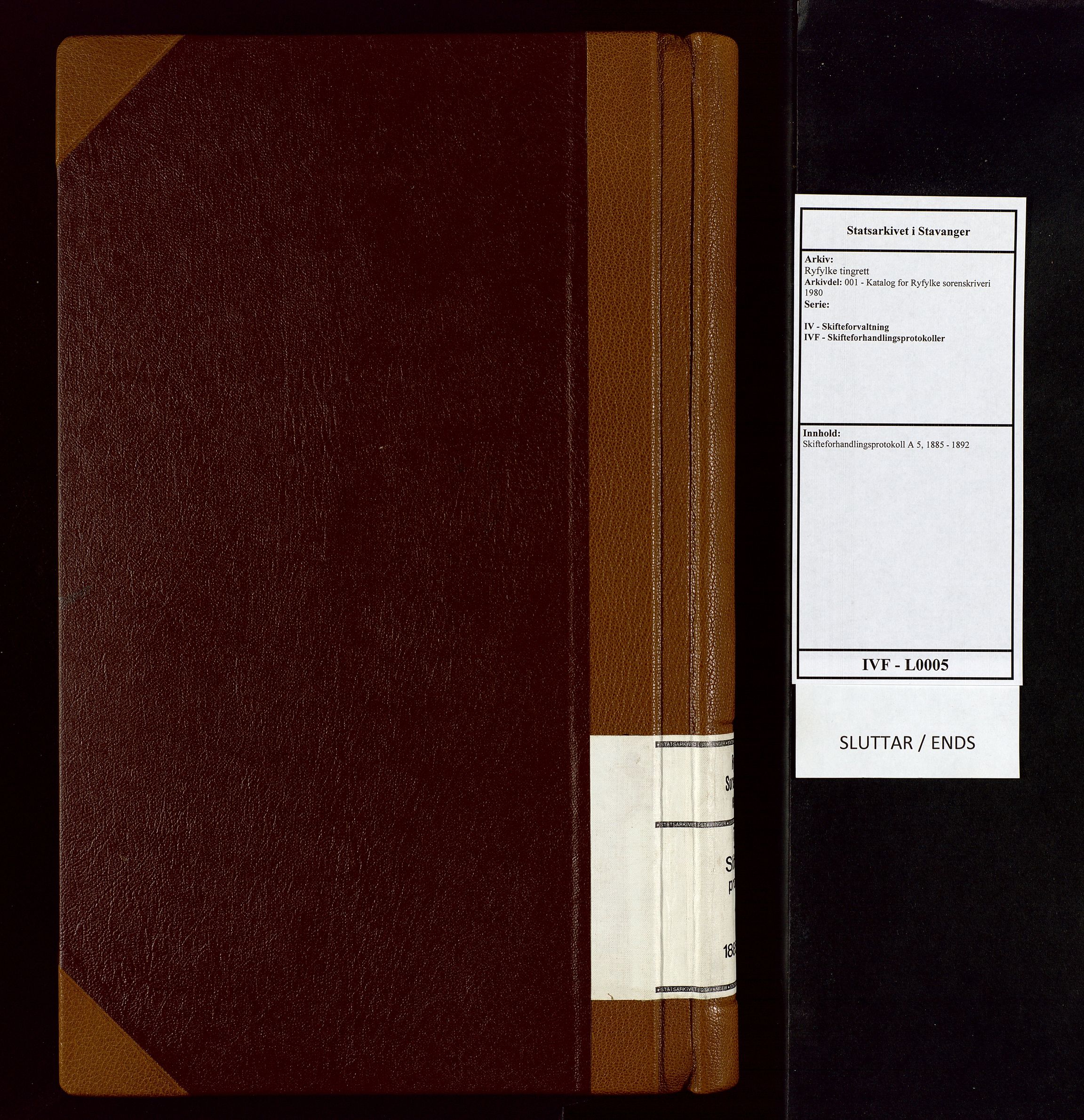 Ryfylke tingrett, AV/SAST-A-100055/001/IV/IVF/L0005: Skifteforhandlingsprotokoll A 5, 1885-1892