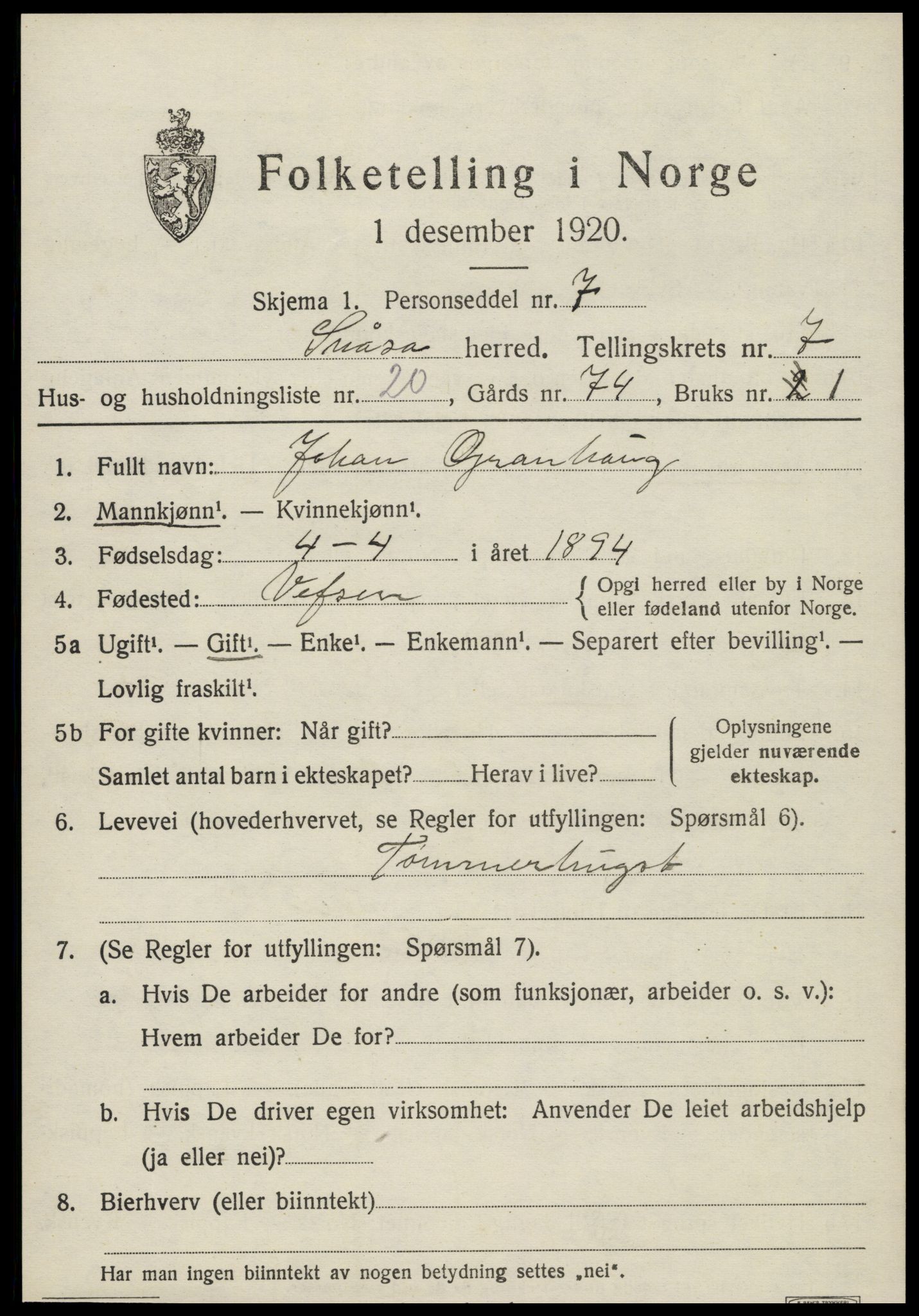 SAT, Folketelling 1920 for 1736 Snåsa herred, 1920, s. 3154