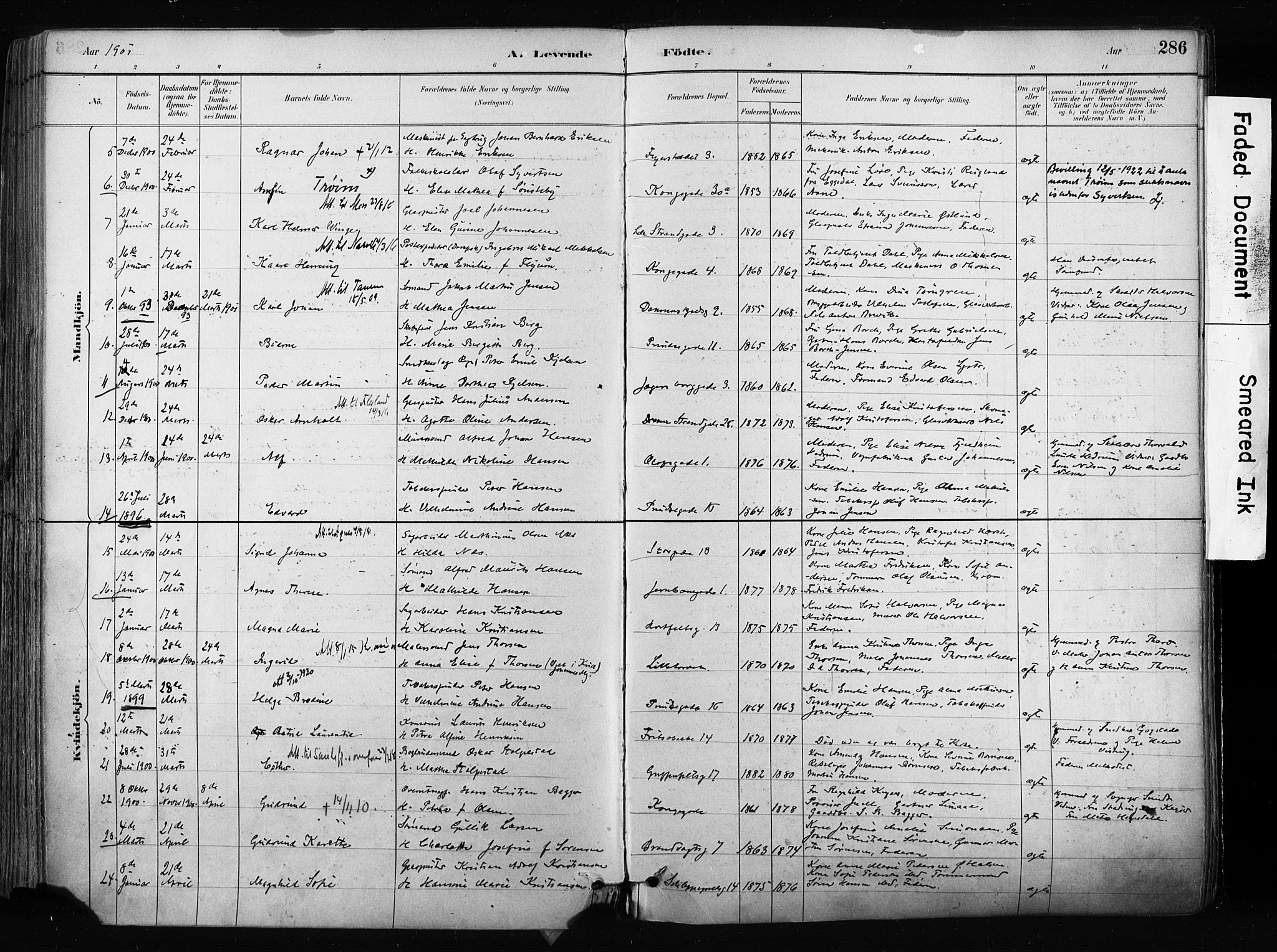 Larvik kirkebøker, AV/SAKO-A-352/F/Fa/L0009: Ministerialbok nr. I 9, 1884-1904, s. 286