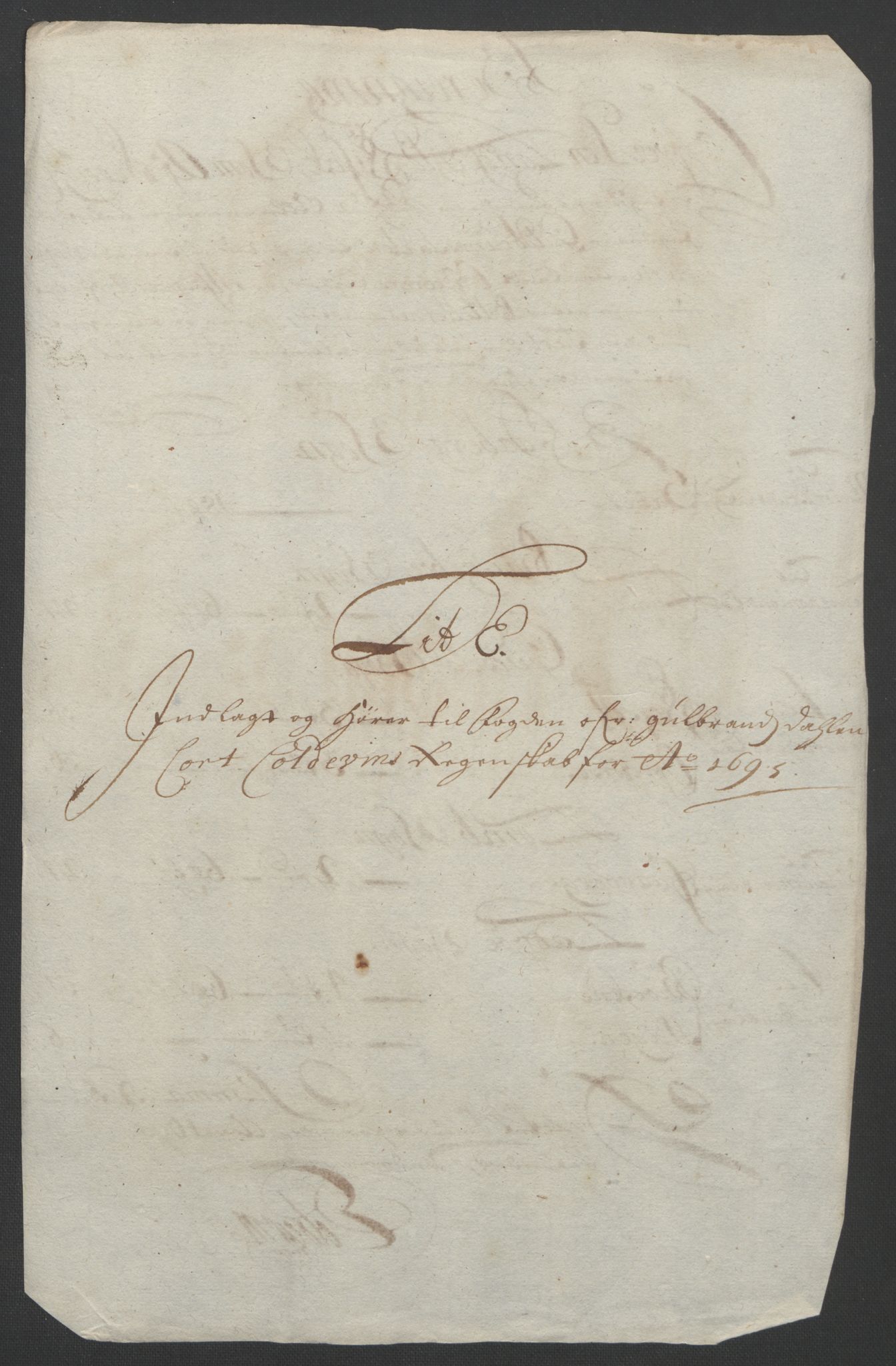 Rentekammeret inntil 1814, Reviderte regnskaper, Fogderegnskap, RA/EA-4092/R17/L1169: Fogderegnskap Gudbrandsdal, 1695, s. 105