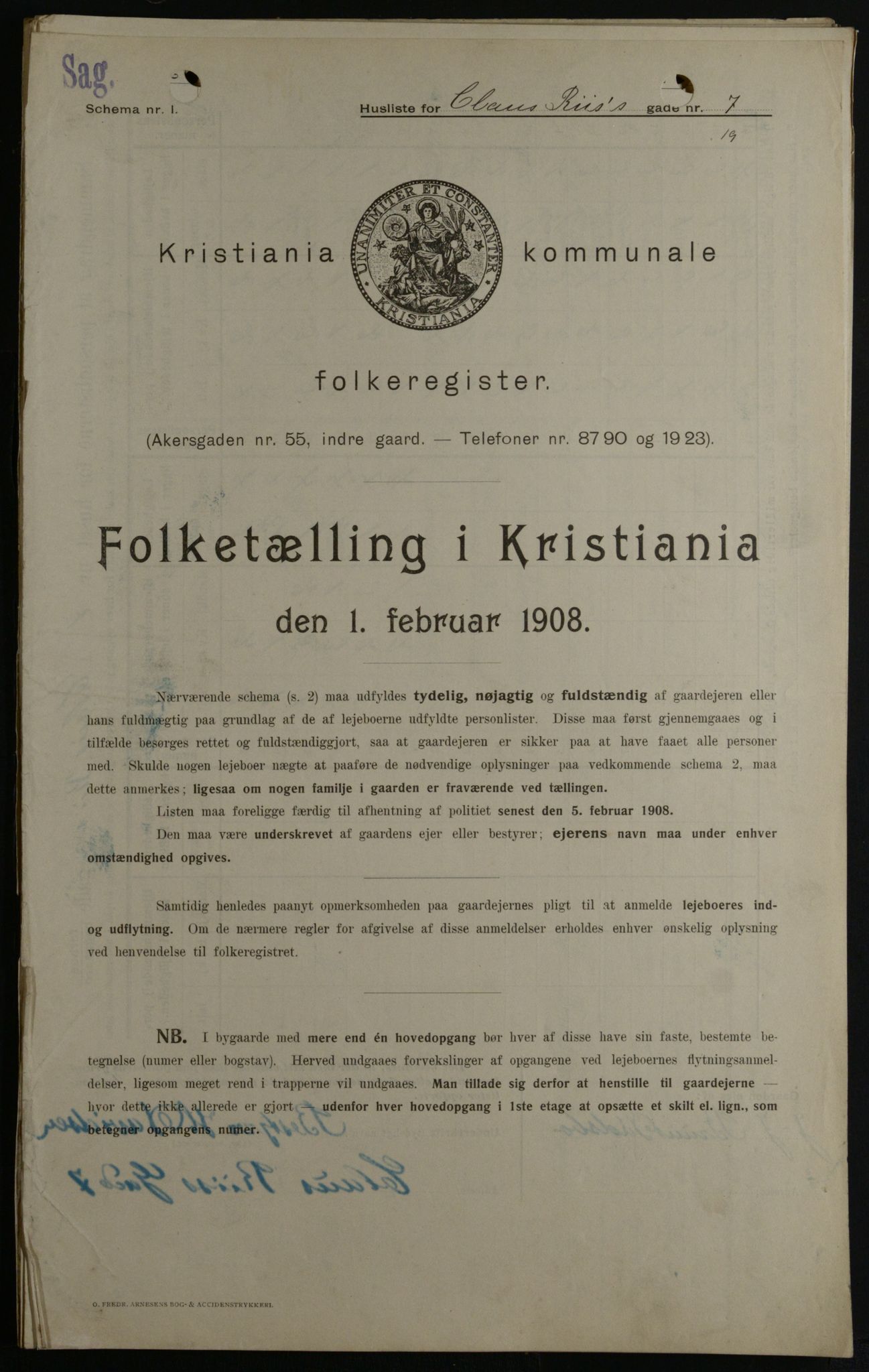 OBA, Kommunal folketelling 1.2.1908 for Kristiania kjøpstad, 1908, s. 11932