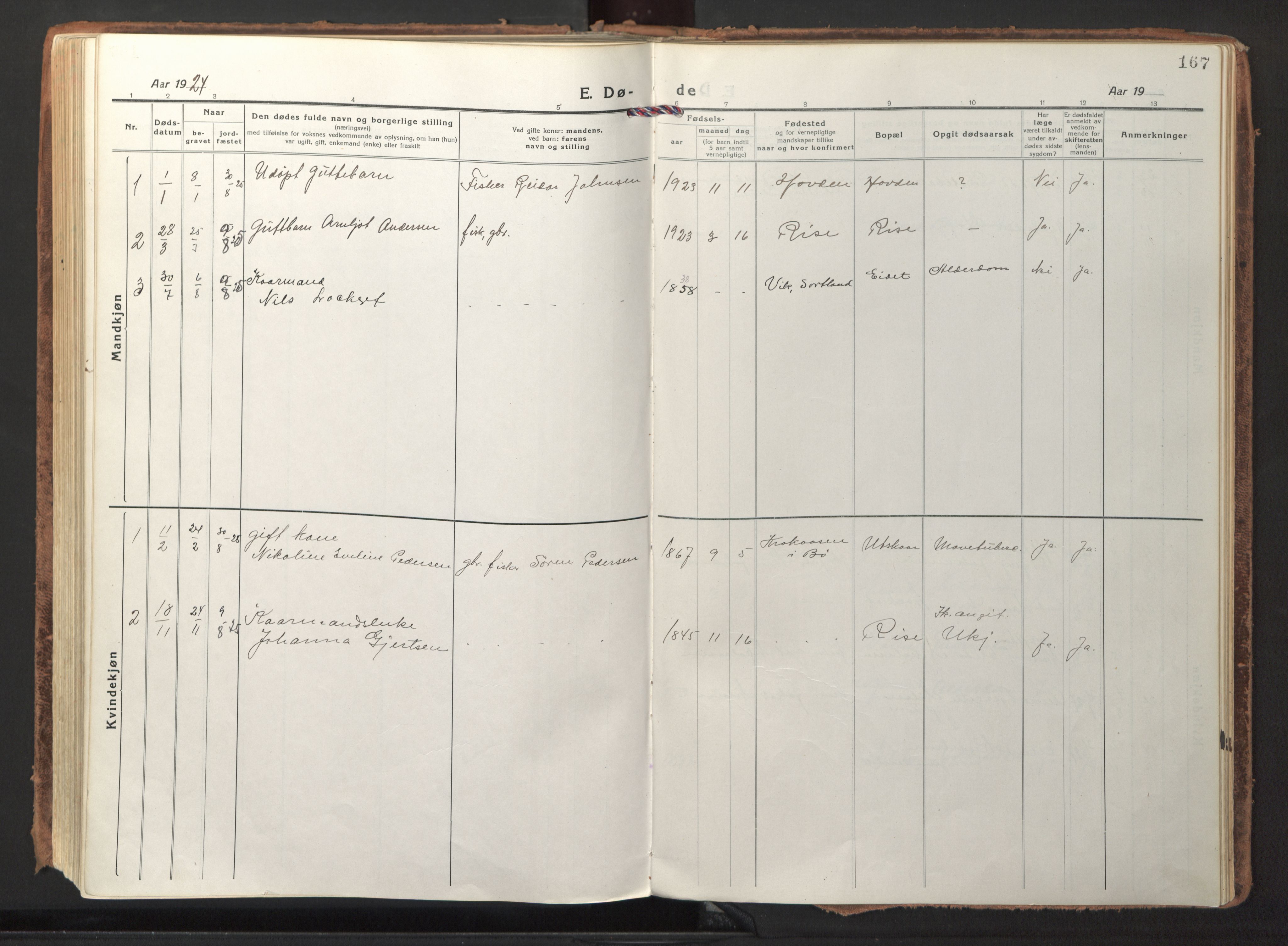 Ministerialprotokoller, klokkerbøker og fødselsregistre - Nordland, SAT/A-1459/892/L1323: Ministerialbok nr. 892A04, 1917-1934, s. 167