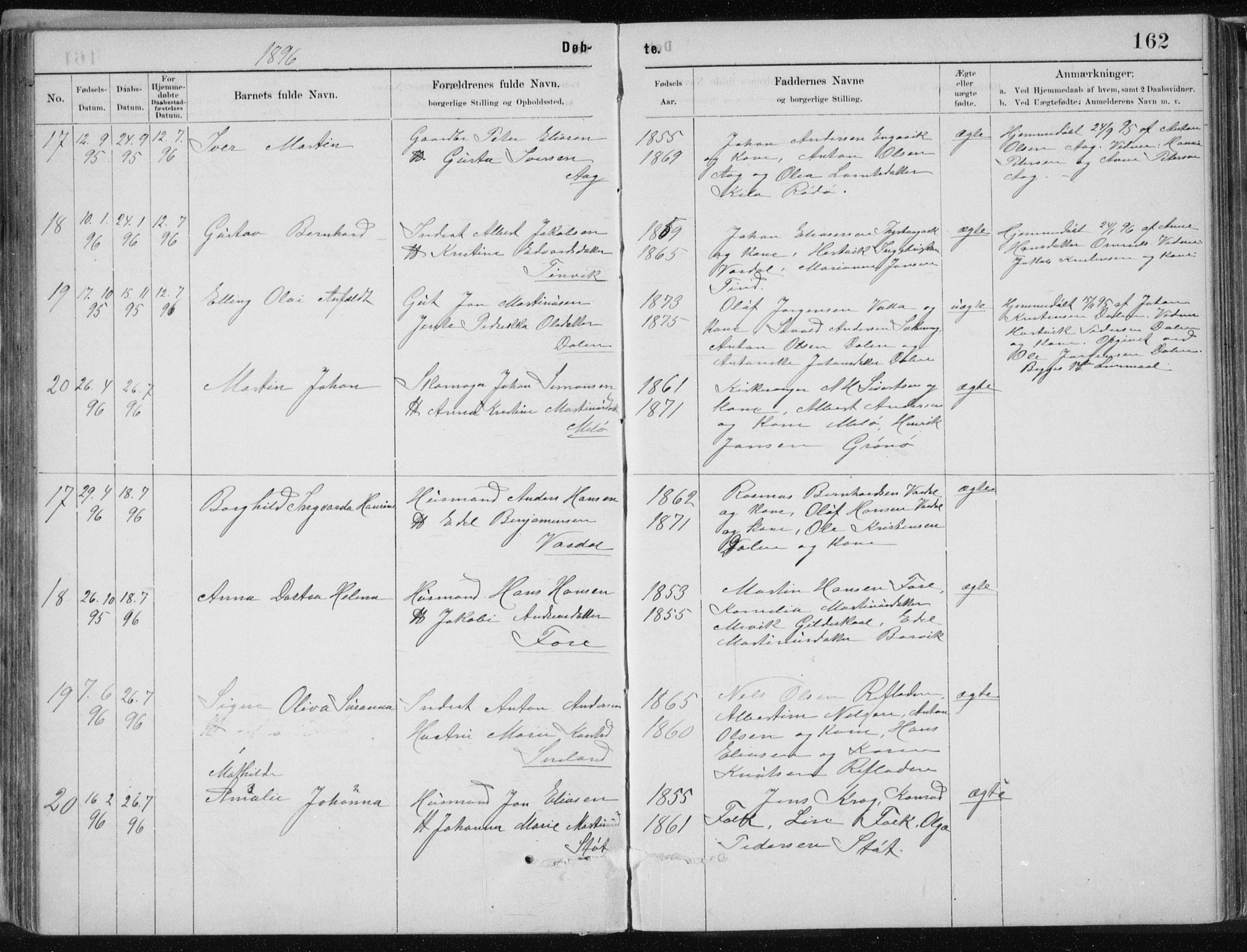 Ministerialprotokoller, klokkerbøker og fødselsregistre - Nordland, SAT/A-1459/843/L0636: Klokkerbok nr. 843C05, 1884-1909, s. 162