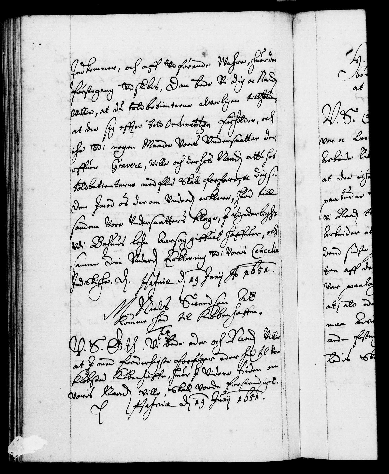 Danske Kanselli 1572-1799, AV/RA-EA-3023/F/Fc/Fca/Fcab/L0008: Norske tegnelser (mikrofilm), 1648-1652, s. 262b