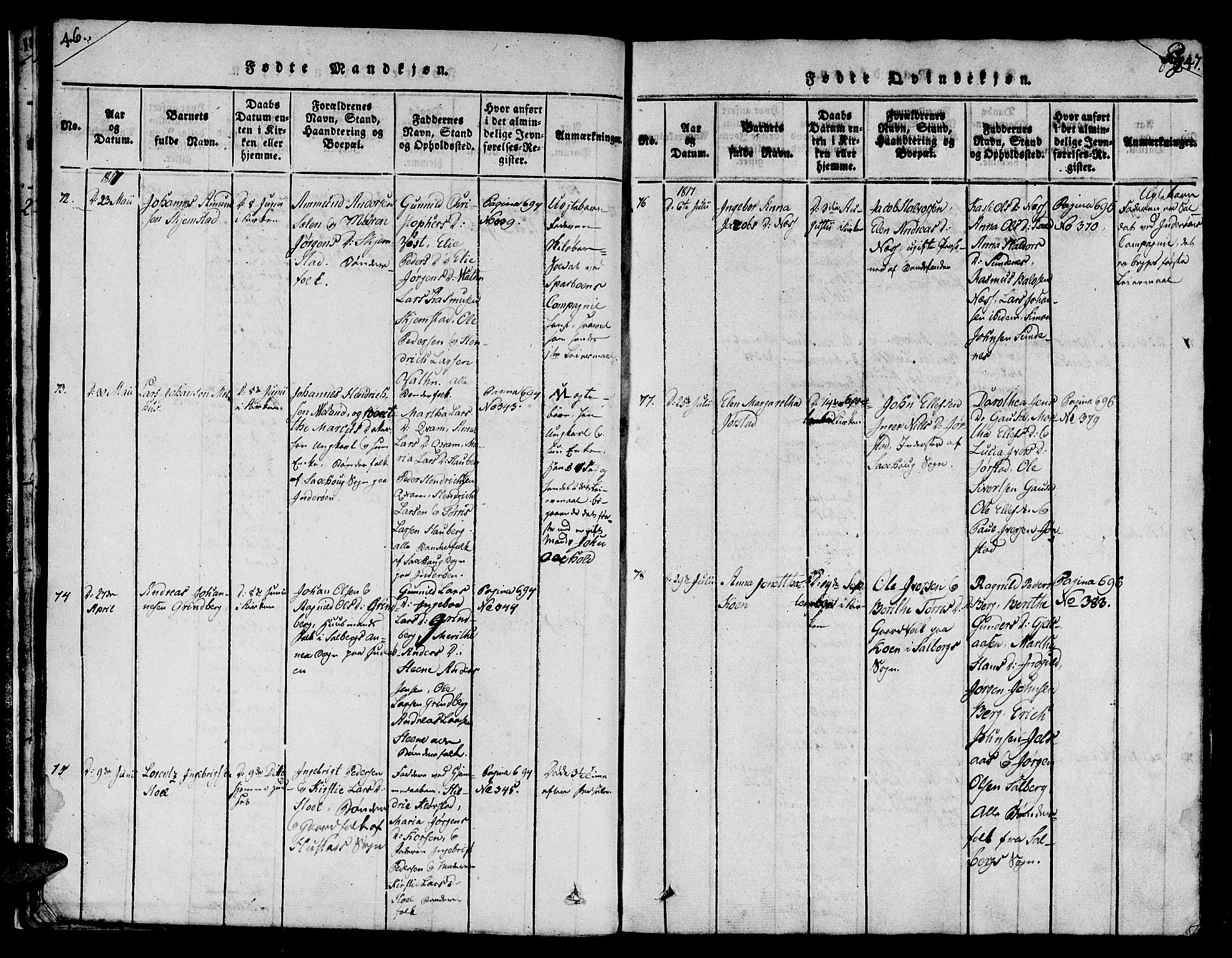 Ministerialprotokoller, klokkerbøker og fødselsregistre - Nord-Trøndelag, SAT/A-1458/730/L0275: Ministerialbok nr. 730A04, 1816-1822, s. 46-47