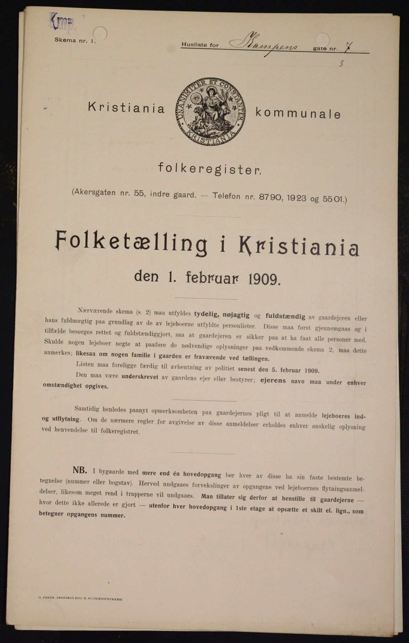 OBA, Kommunal folketelling 1.2.1909 for Kristiania kjøpstad, 1909, s. 43602