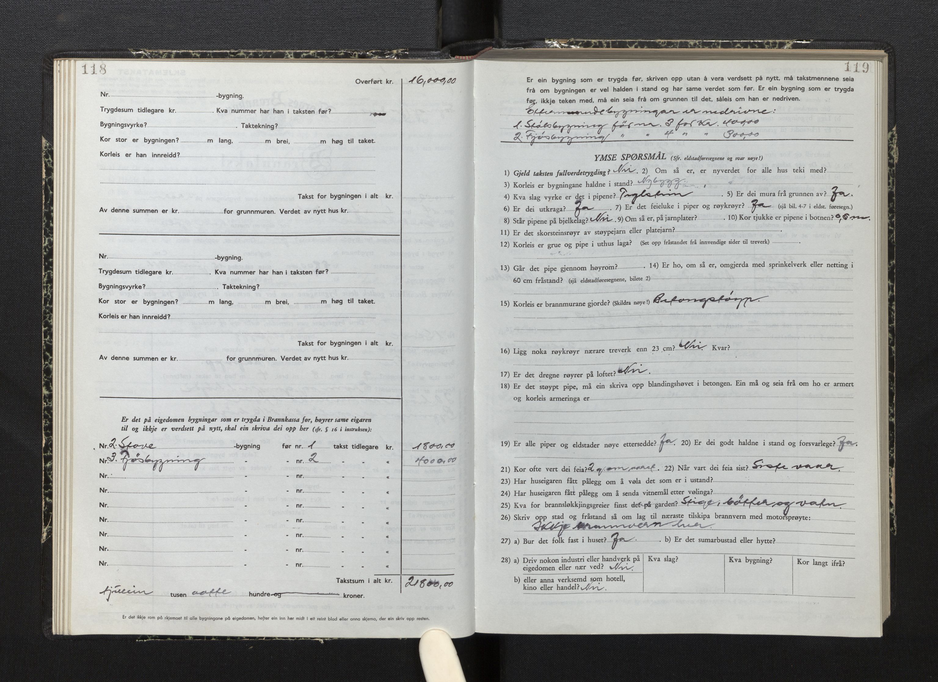 Lensmannen i Jostedal, AV/SAB-A-28601/0012/L0007: Branntakstprotokoll, skjematakst, 1949-1955, s. 118-119