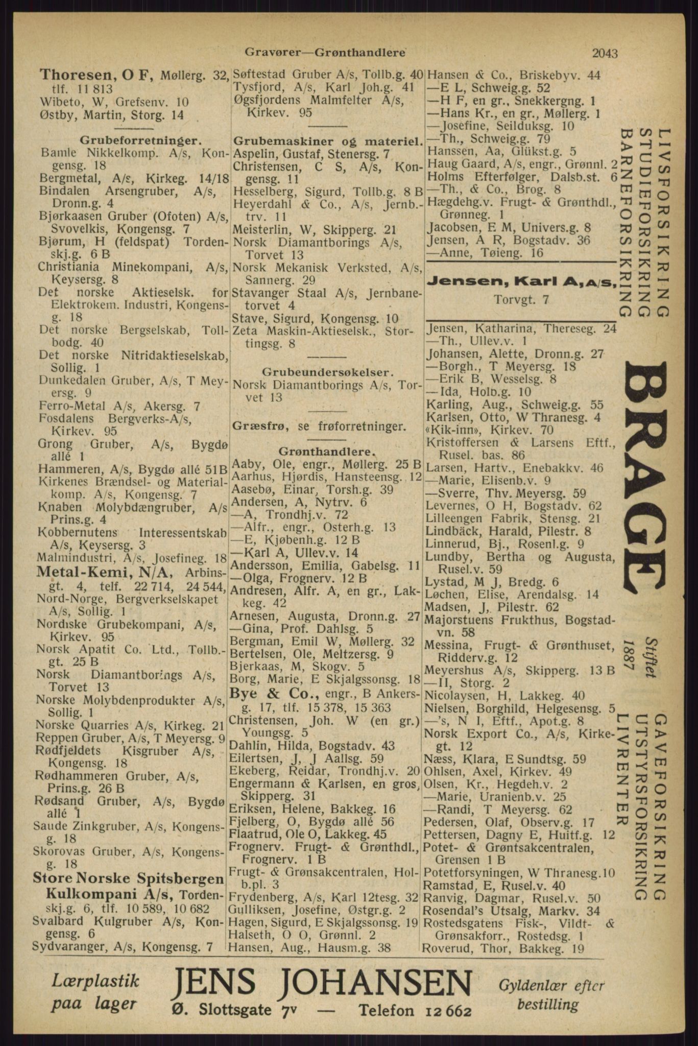 Kristiania/Oslo adressebok, PUBL/-, 1927, s. 2043