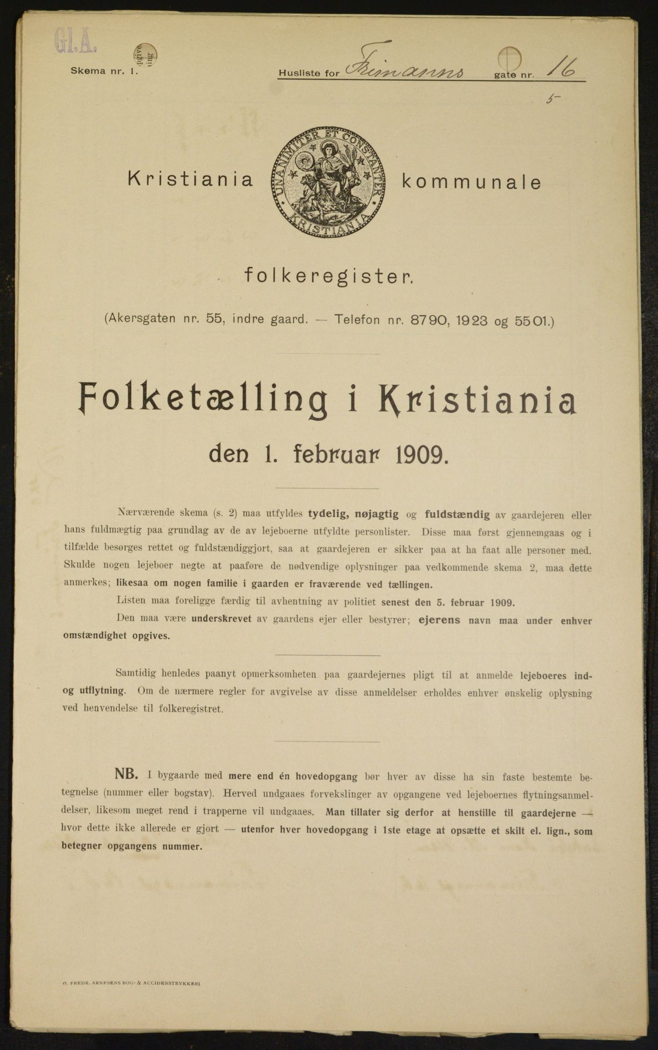 OBA, Kommunal folketelling 1.2.1909 for Kristiania kjøpstad, 1909, s. 24472