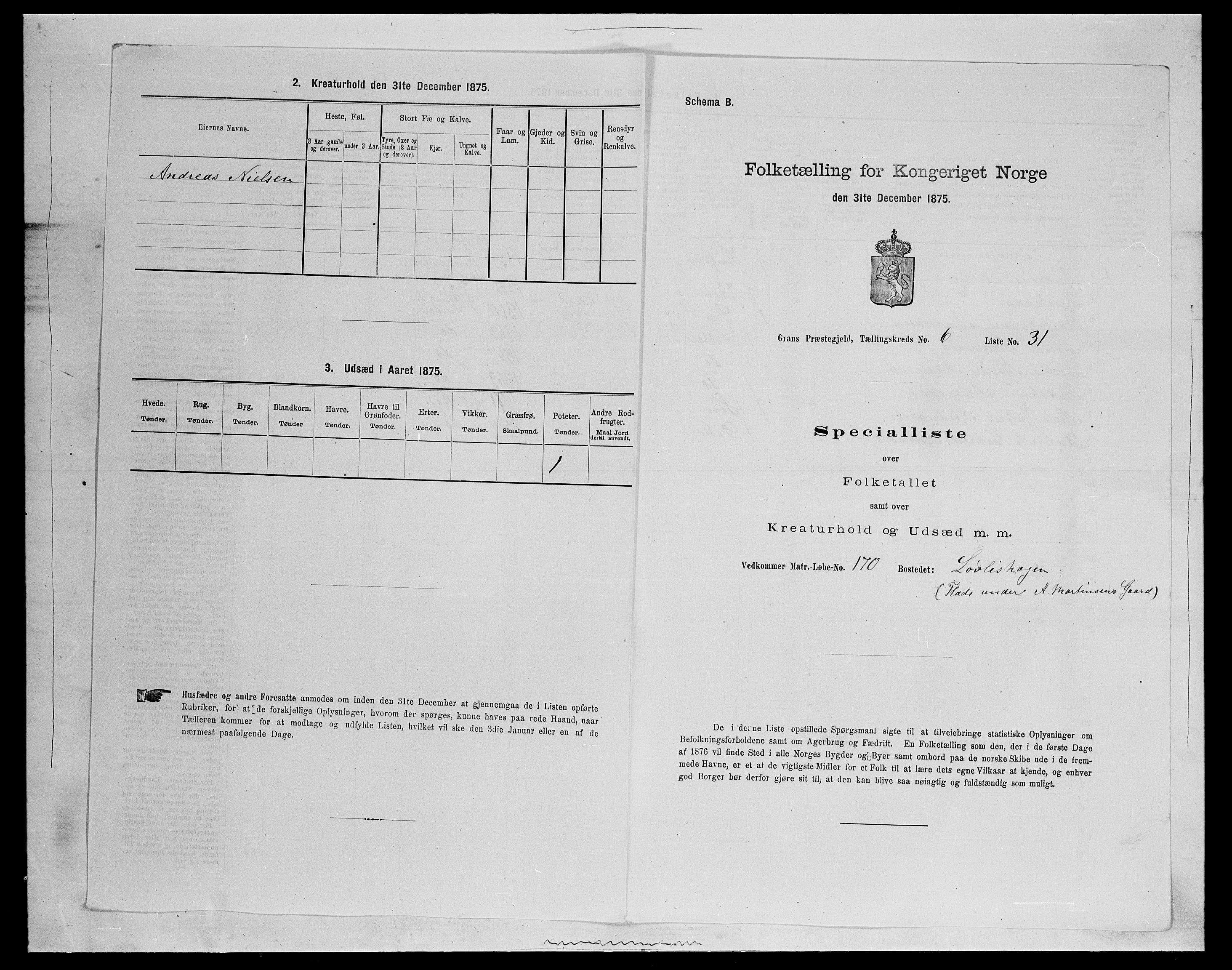 SAH, Folketelling 1875 for 0534P Gran prestegjeld, 1875, s. 1081