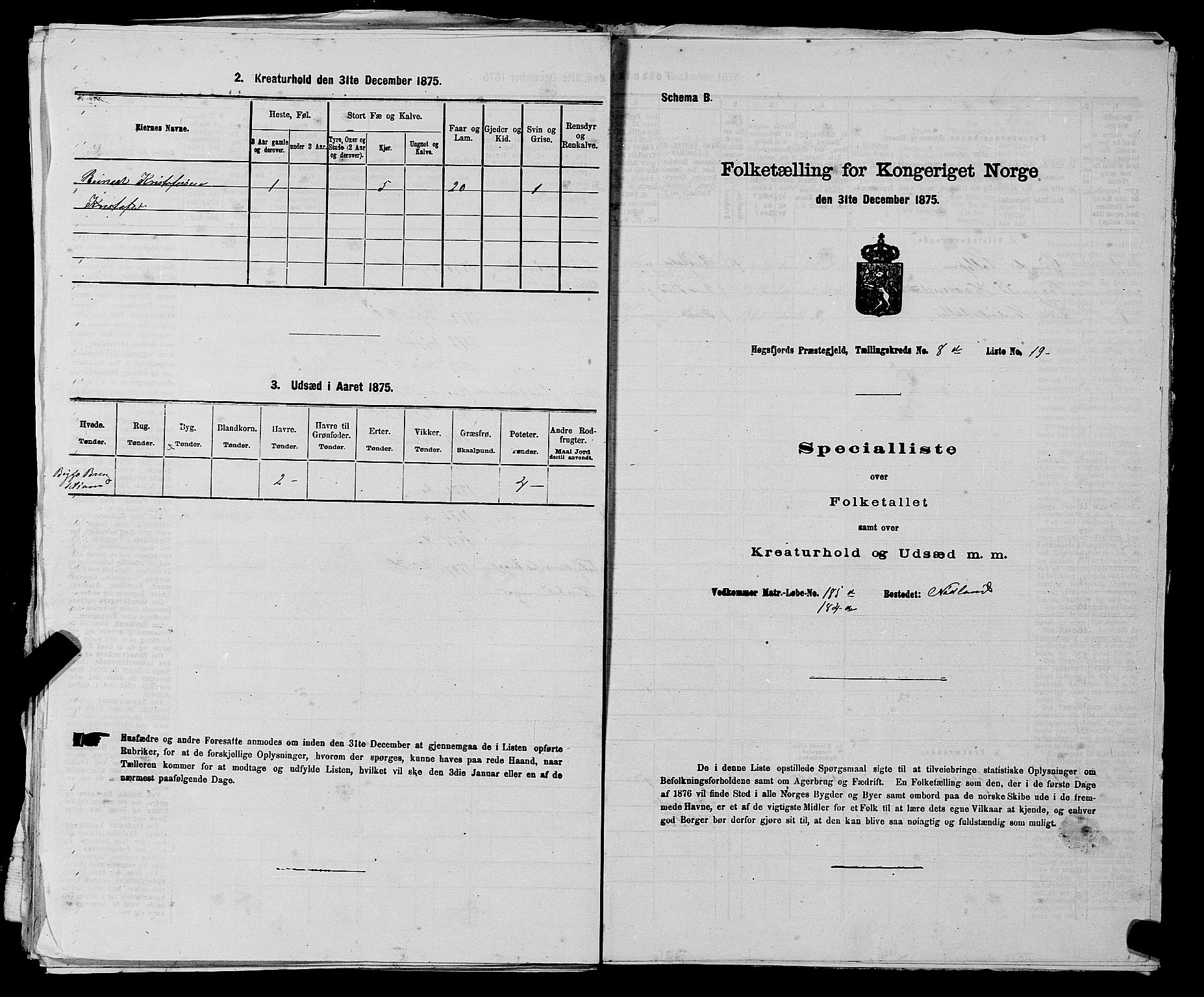 SAST, Folketelling 1875 for 1128P Høgsfjord prestegjeld, 1875, s. 711