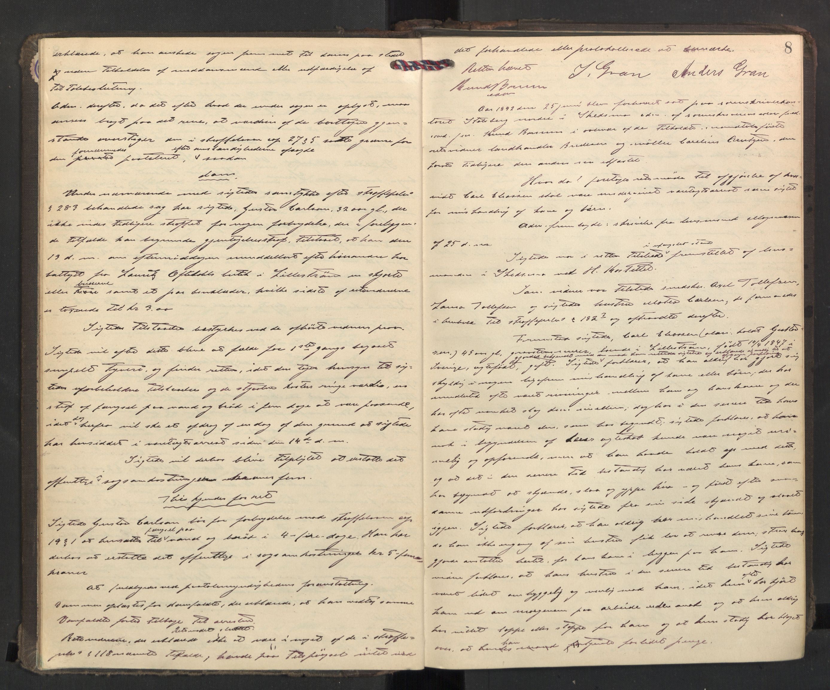 Nedre Romerike sorenskriveri, AV/SAO-A-10469/F/Fc/L0038: Ekstrarettsprotokoll, 1892-1896, s. 7b-8a