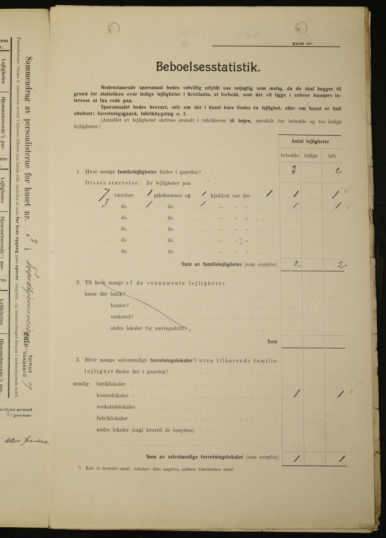 OBA, Kommunal folketelling 1.2.1909 for Kristiania kjøpstad, 1909, s. 105208