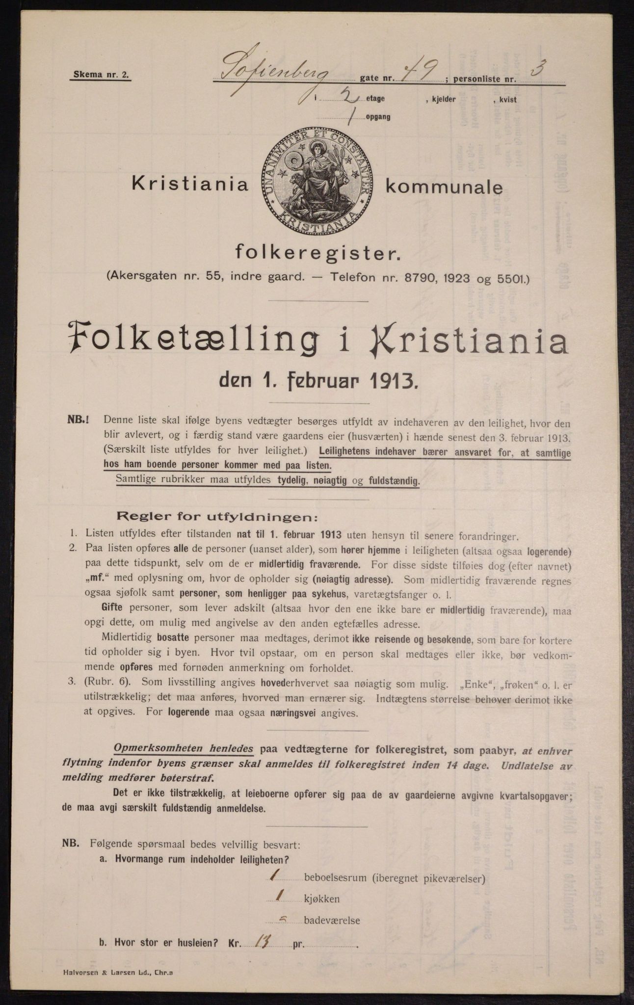 OBA, Kommunal folketelling 1.2.1913 for Kristiania, 1913, s. 98686