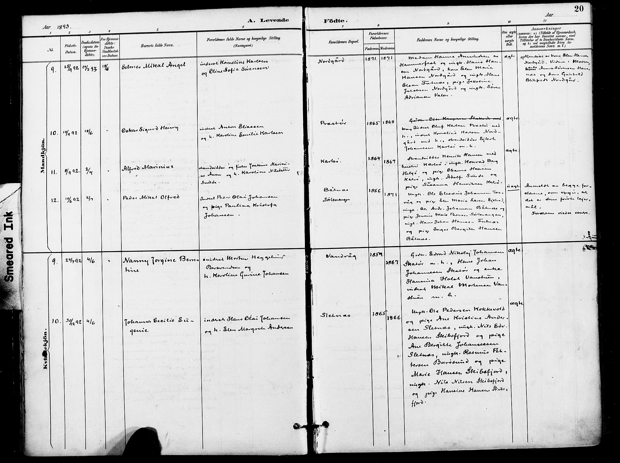 Karlsøy sokneprestembete, AV/SATØ-S-1299/H/Ha/Haa/L0007kirke: Ministerialbok nr. 7, 1891-1902, s. 20