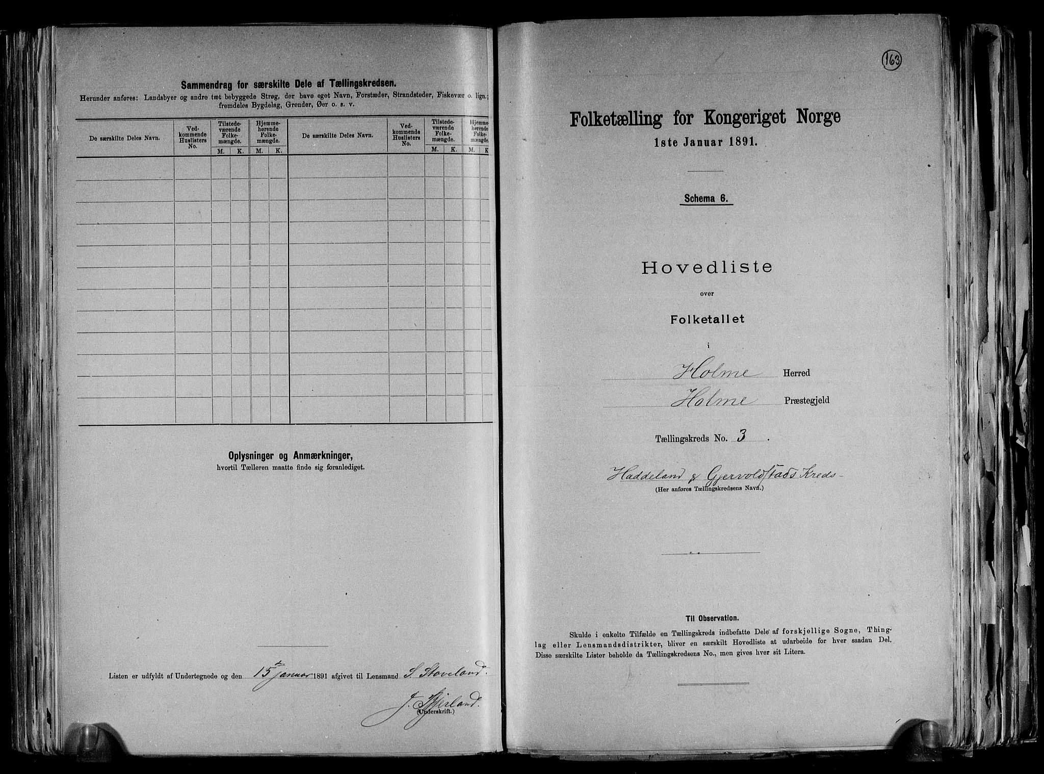 RA, Folketelling 1891 for 1020 Holum herred, 1891, s. 11