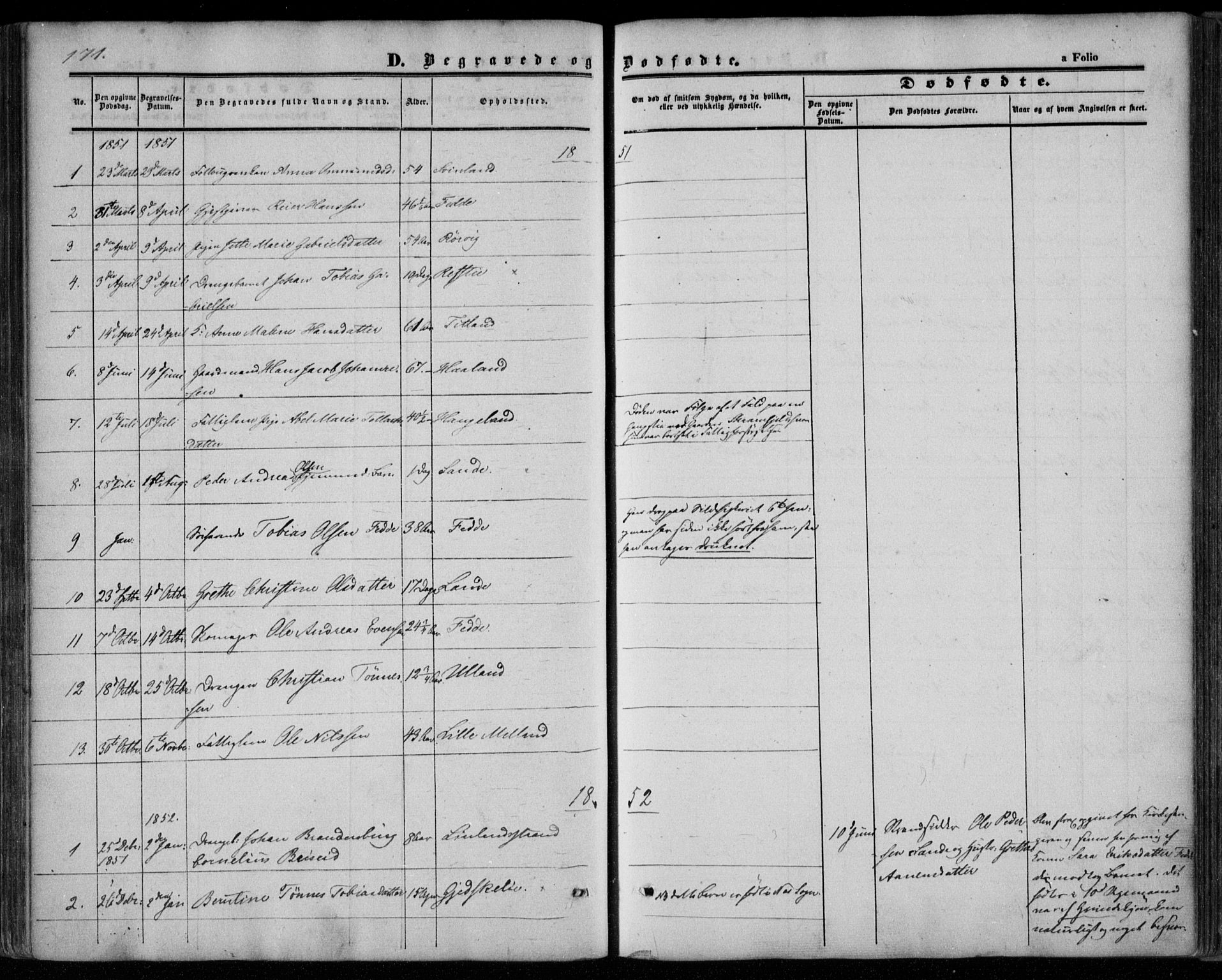 Kvinesdal sokneprestkontor, SAK/1111-0026/F/Fa/Faa/L0002: Ministerialbok nr. A 2, 1850-1876, s. 171