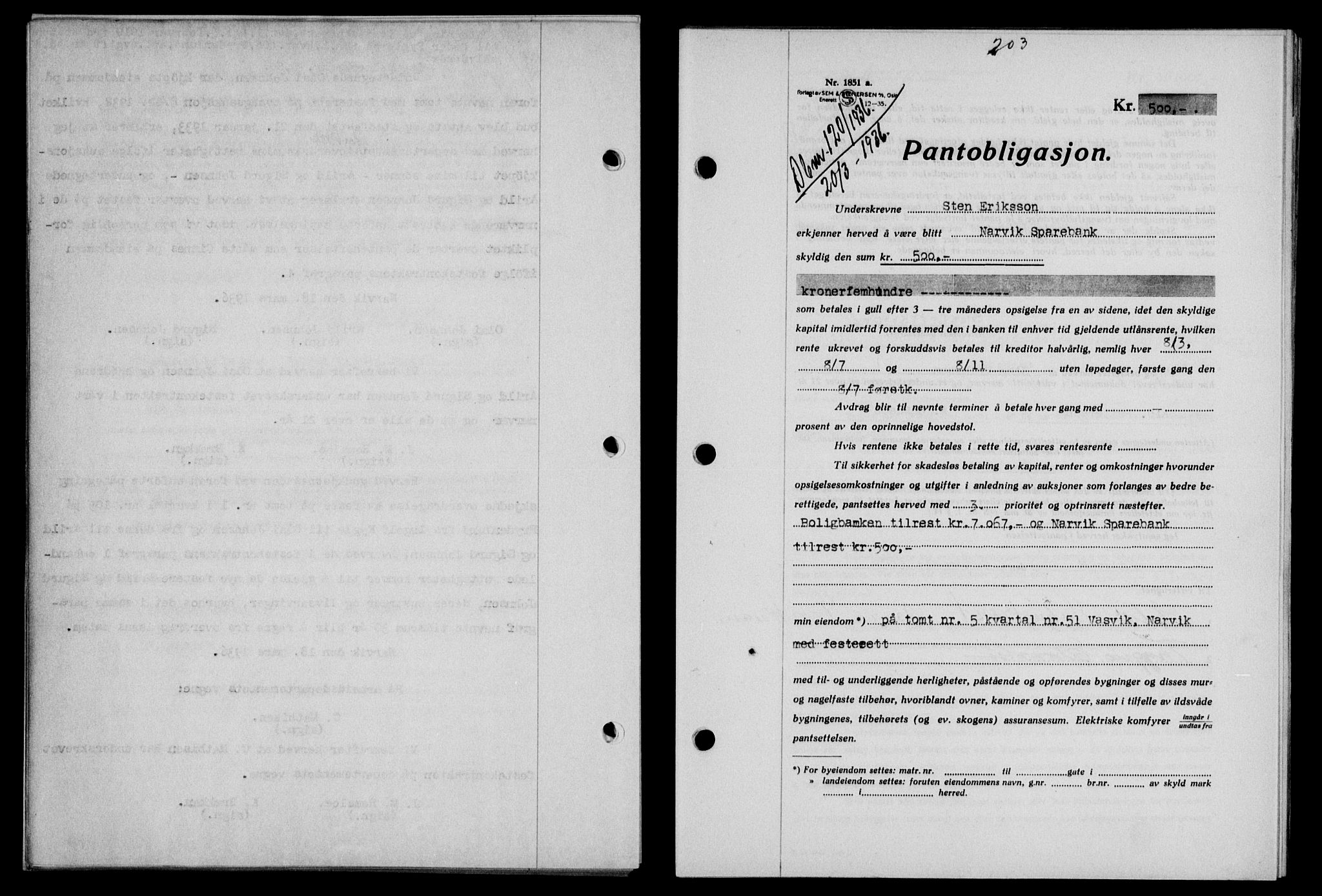 Narvik sorenskriveri, SAT/A-0002/1/2/2C/2Ca/L0011: Pantebok nr. 14, 1935-1937, Tingl.dato: 20.03.1936