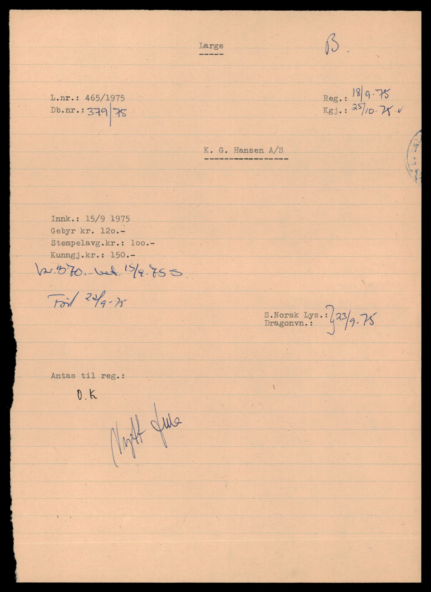 Asker og Bærum tingrett, AV/SAT-A-10379/K/Kb/Kbb/L0088: Aksjeselskap og andelslag i Bærum, Hansen K - Hauge, 1944-1989, s. 3