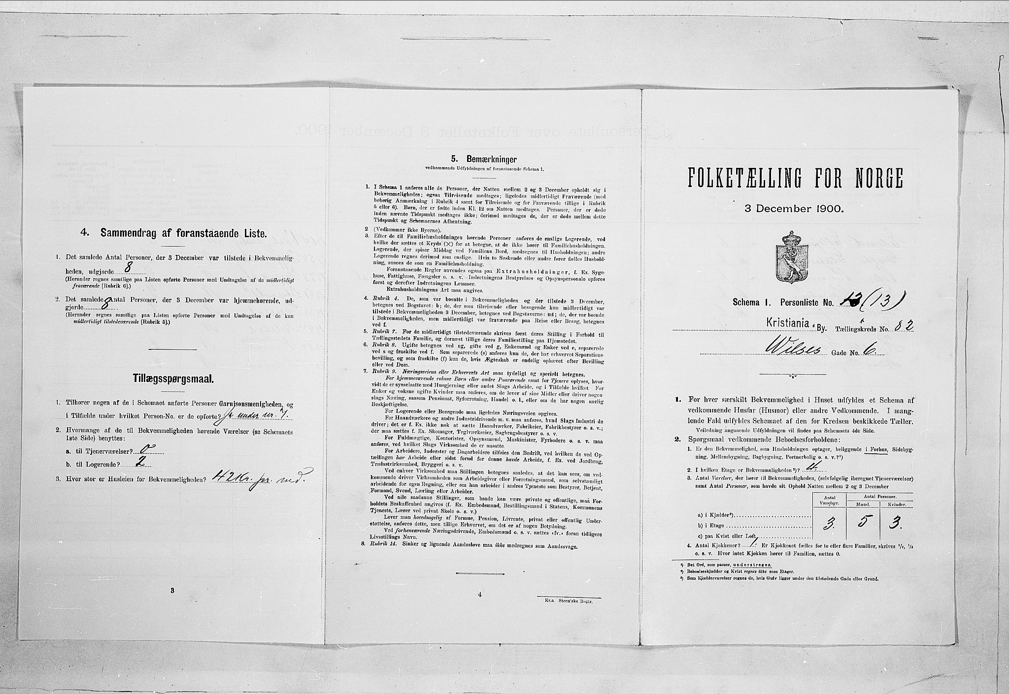 SAO, Folketelling 1900 for 0301 Kristiania kjøpstad, 1900, s. 113112