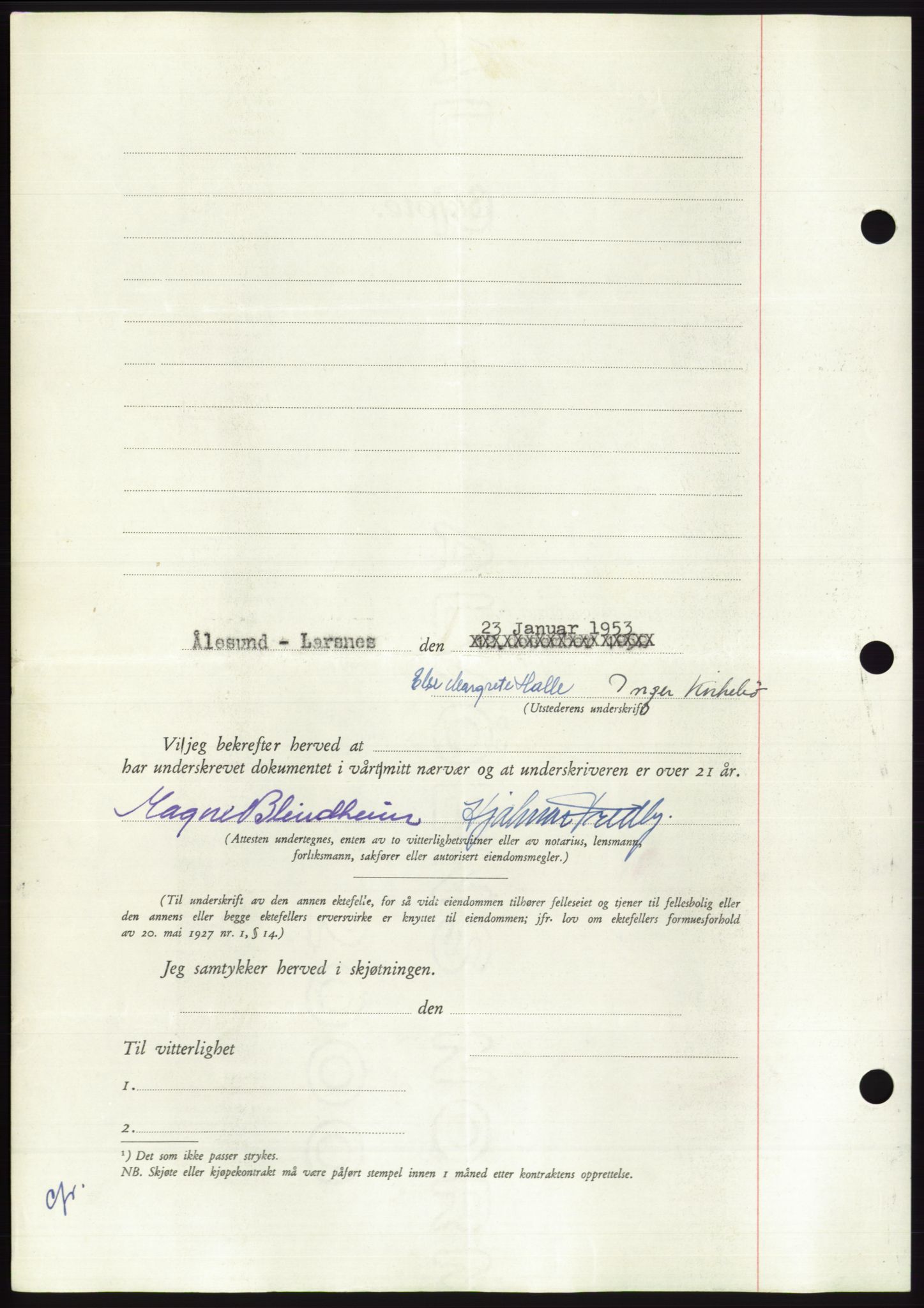 Søre Sunnmøre sorenskriveri, AV/SAT-A-4122/1/2/2C/L0094: Pantebok nr. 20A, 1953-1953, Dagboknr: 194/1953