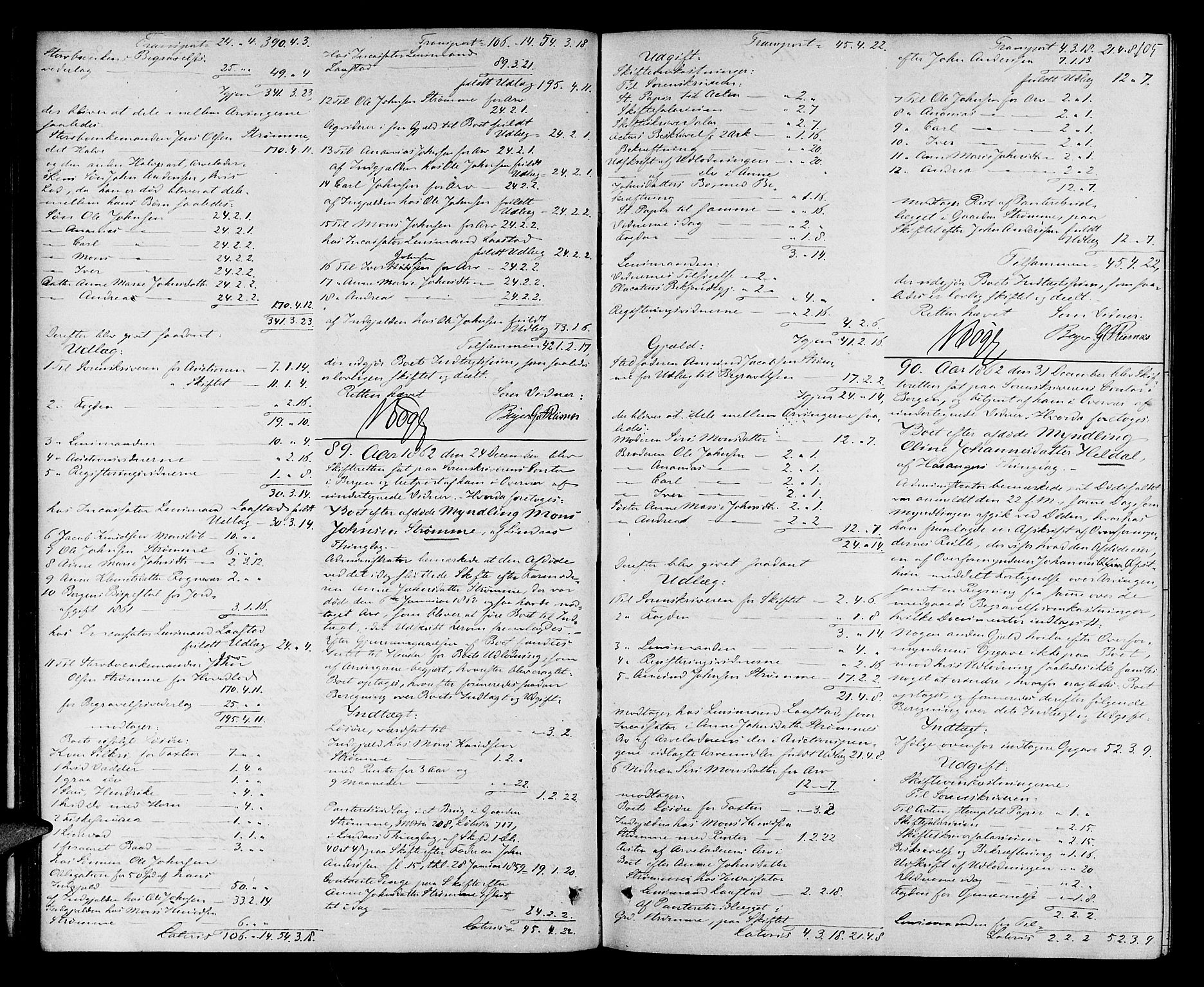 Nordhordland sorenskrivar, AV/SAB-A-2901/1/H/Hd/Hda/L0006: Skifteutlodningsprotokollar, 1862-1869, s. 104-105