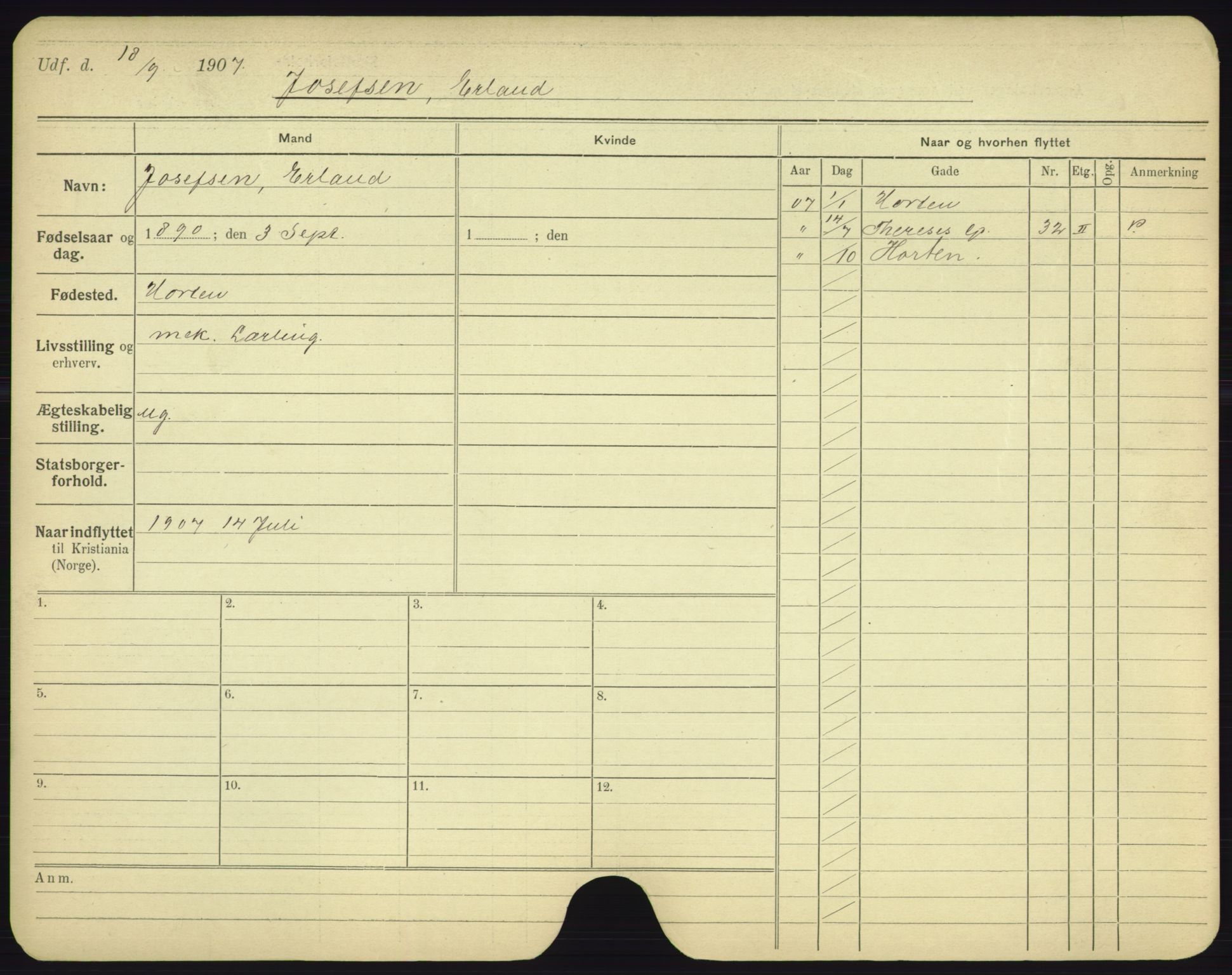 Oslo folkeregister, Registerkort, SAO/A-11715/F/Fa/Fac/L0005: Menn, 1906-1914, s. 975a