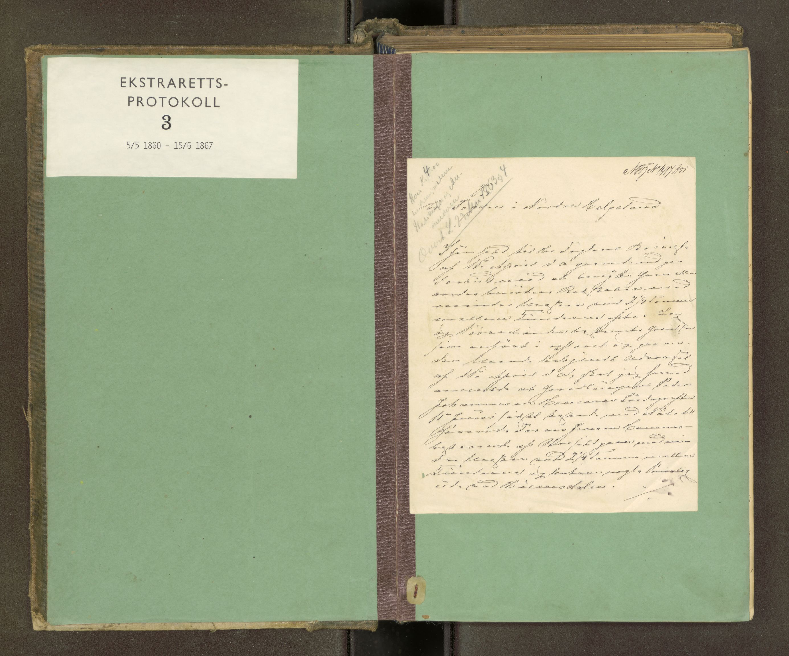 Rana sorenskriveri , SAT/A-1108/1/1/1B/L0003: Ekstrarettsprotokoll, 1860-1867