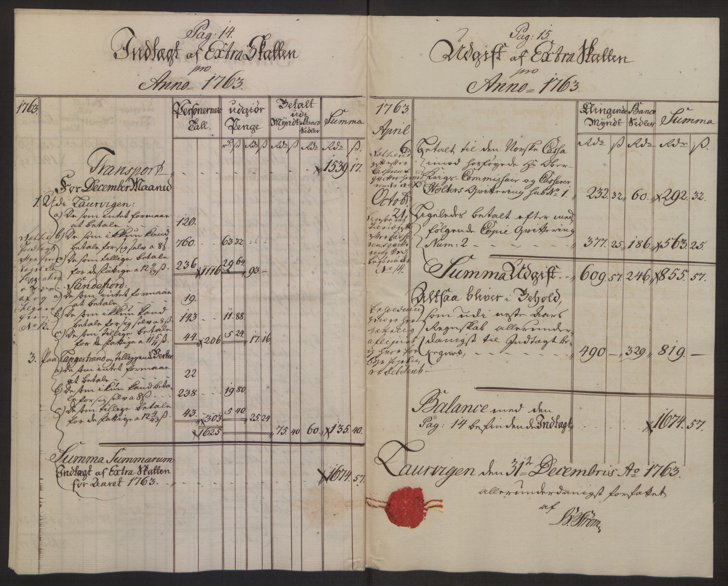 Rentekammeret inntil 1814, Reviderte regnskaper, Byregnskaper, AV/RA-EA-4066/R/Ri/L0183/0001: [I4] Kontribusjonsregnskap / Ekstraskatt, 1762-1768, s. 89