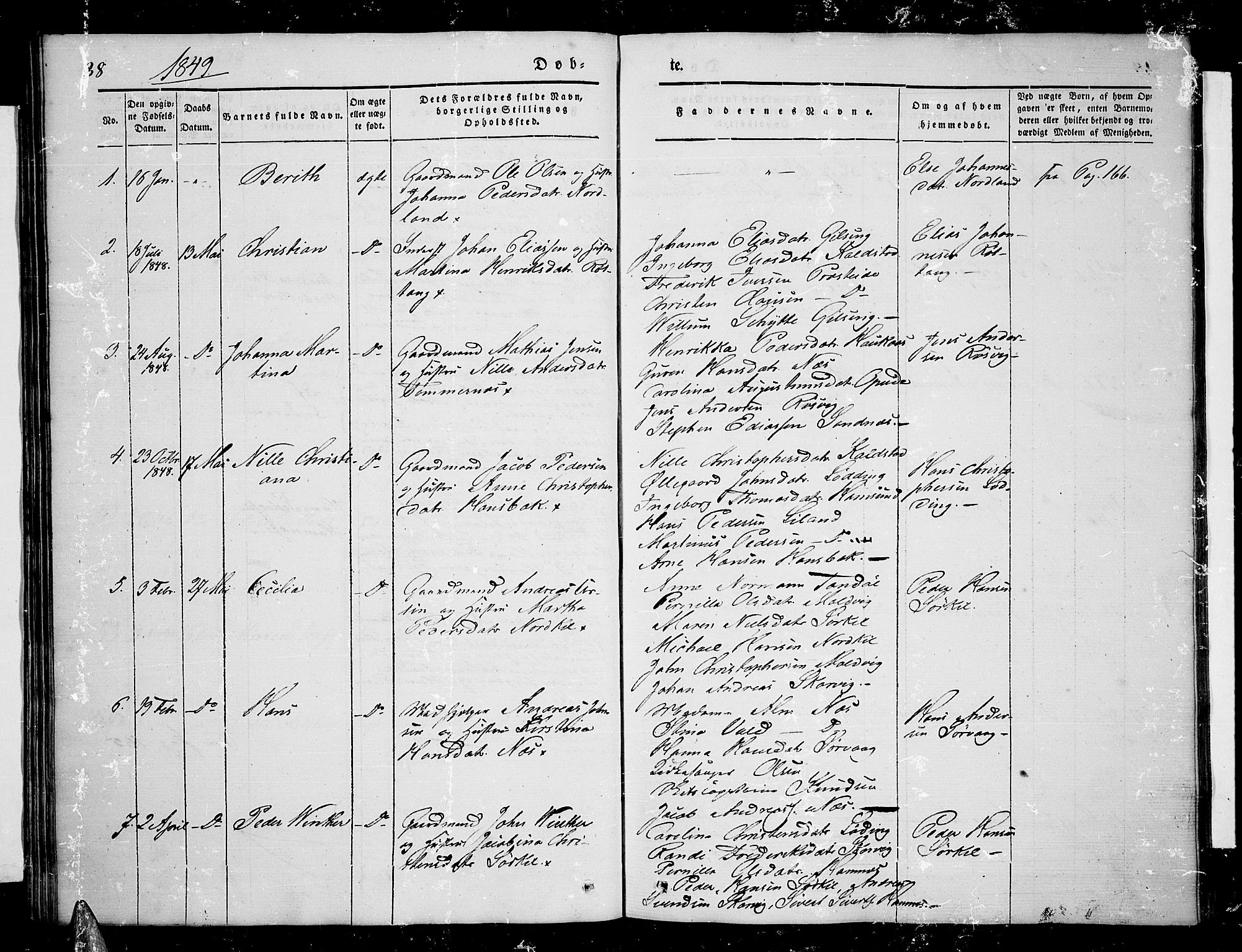 Ministerialprotokoller, klokkerbøker og fødselsregistre - Nordland, AV/SAT-A-1459/859/L0856: Klokkerbok nr. 859C02, 1843-1854, s. 38