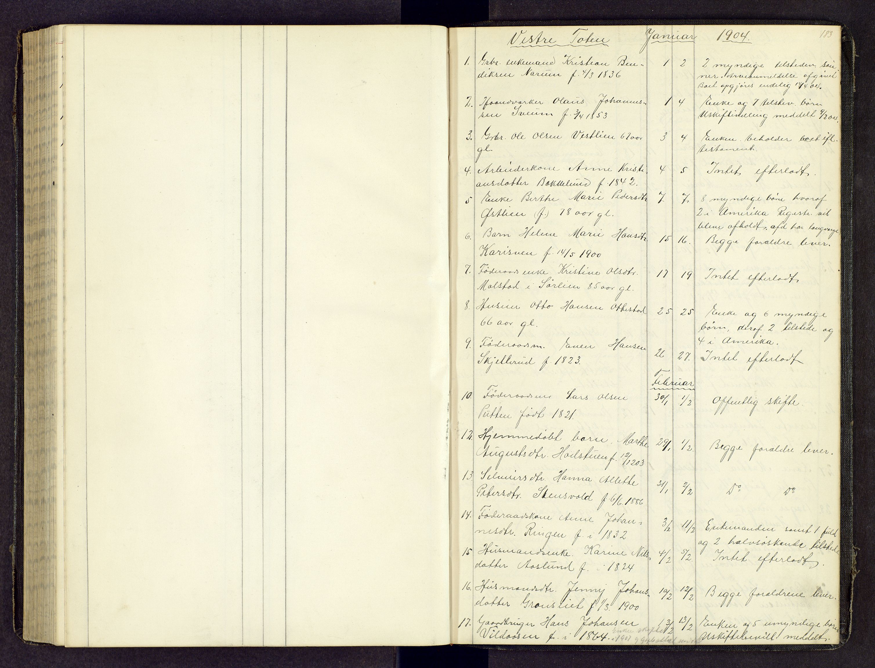 Toten tingrett, AV/SAH-TING-006/J/Jl/L0003: Dødsfallsjournal, 1893-1908, s. 182b-183a
